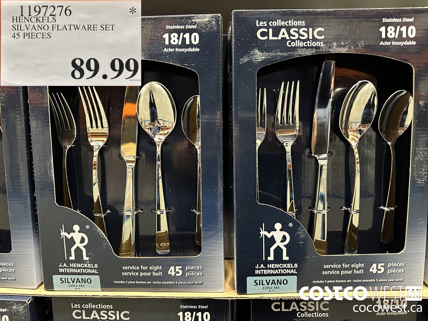 1197276 HENCKELS SILVANO FLATWARE SET 45 PIECES $89.99