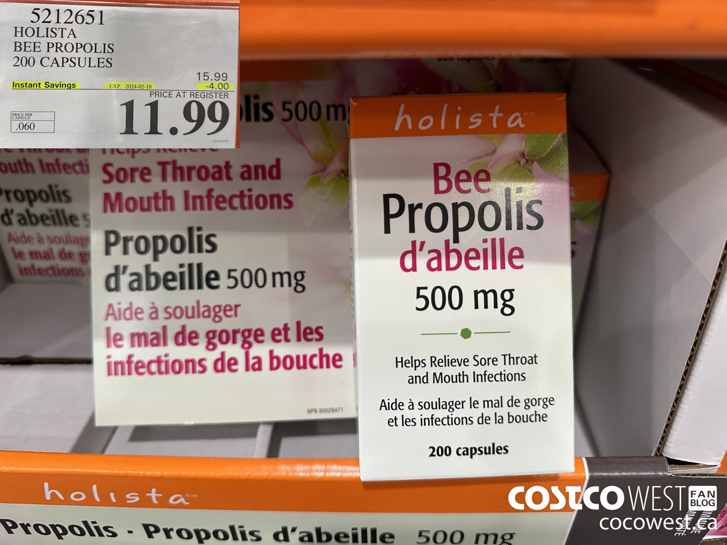 5212651 HOLISTA BEE PROPOLIS 200 CAPSULES ($4.00 INSTANT SAVINGS EXPIRES ON 2024-02-18) $11.99