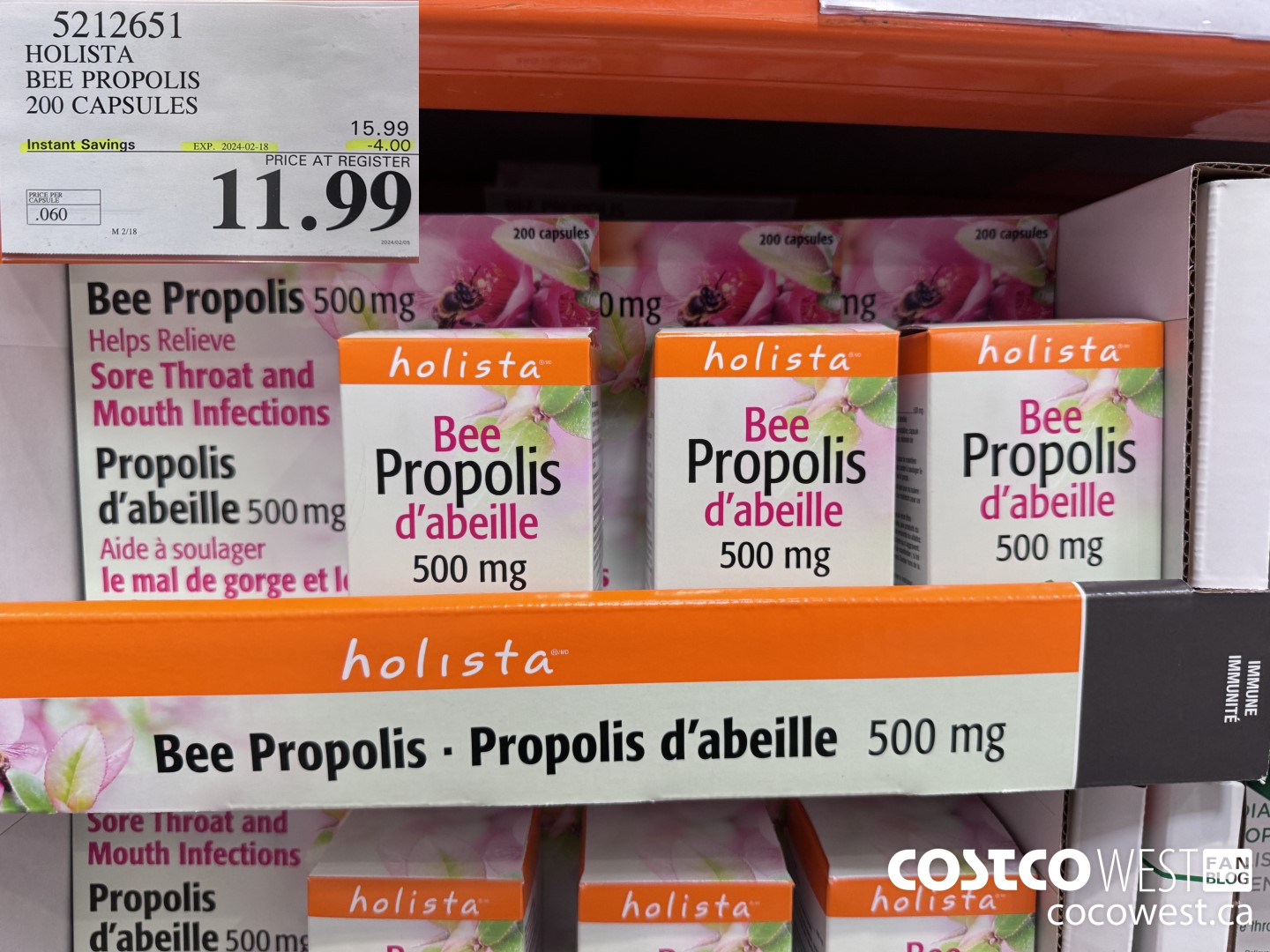 5212651 HOLISTA BEE PROPOLIS 200 CAPSULES ($4.00 INSTANT SAVINGS EXPIRES ON 2024-02-18) $11.99