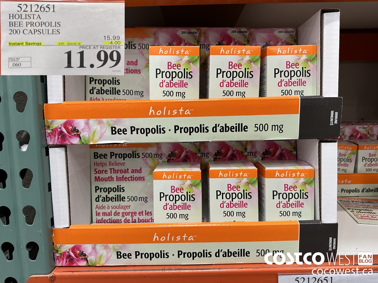 5212651 HOLISTA BEE PROPOLIS 200 CAPSULES ($4.00 INSTANT SAVINGS EXPIRES ON 2024-02-18) $11.99