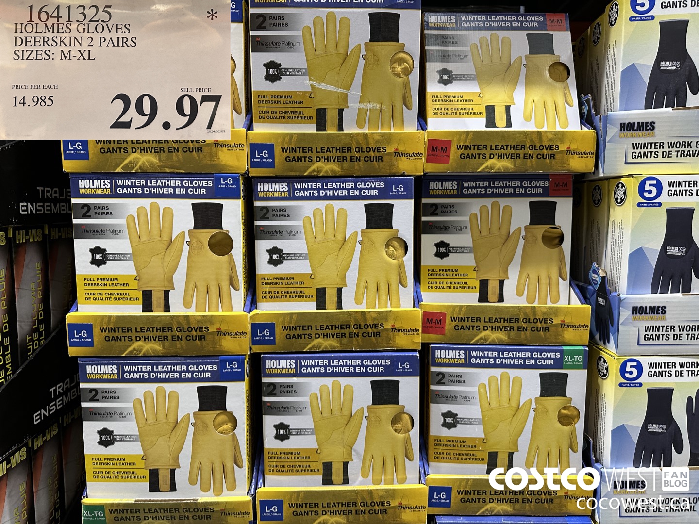 1641325 HOLMES GLOVES DEERSKIN 2 PAIRS SIZES: M-XL $29.97