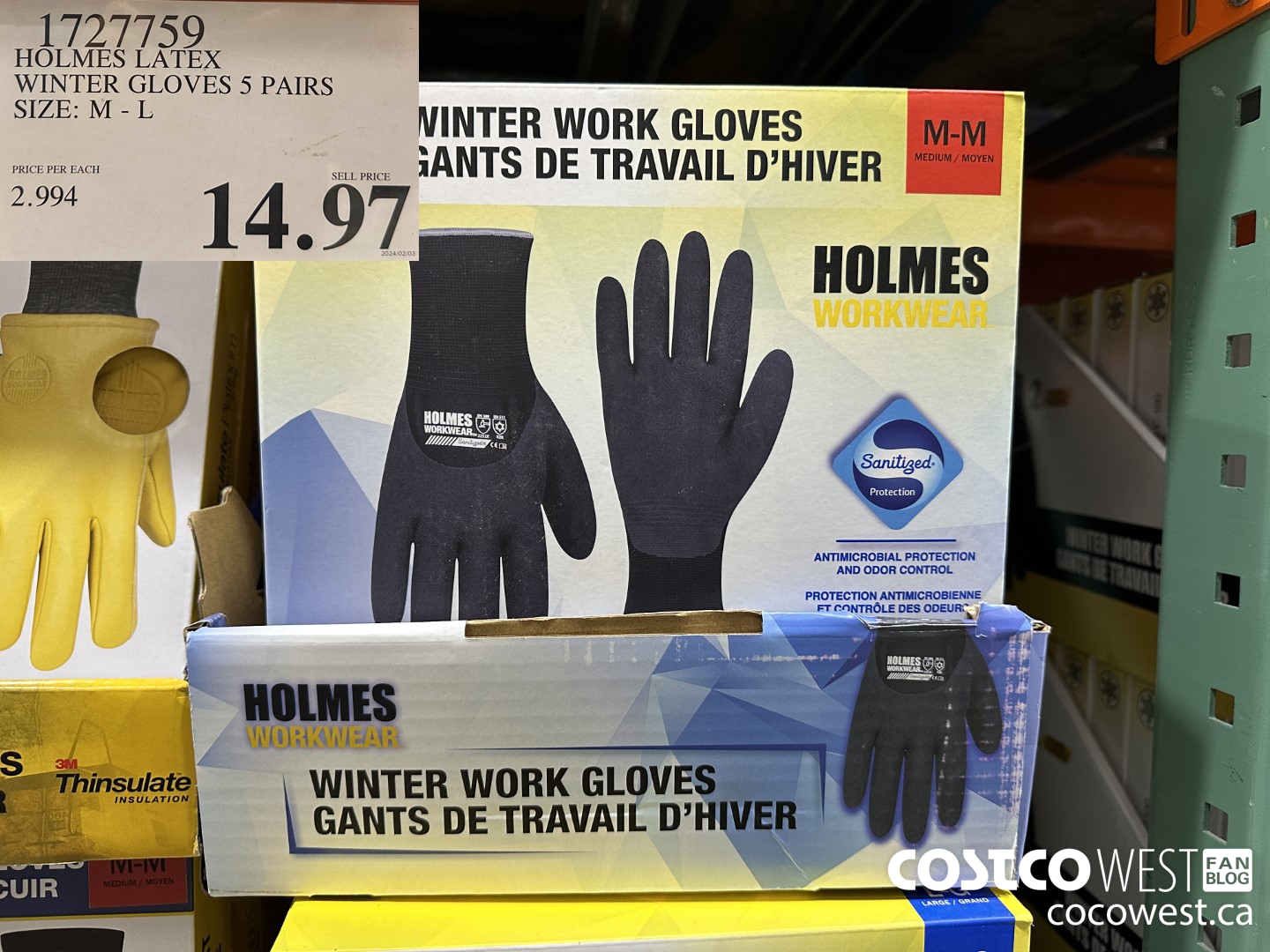 1727759 HOLMES LATEX WINTER GLOVES 5 PAIRS SIZE M-L $14.97