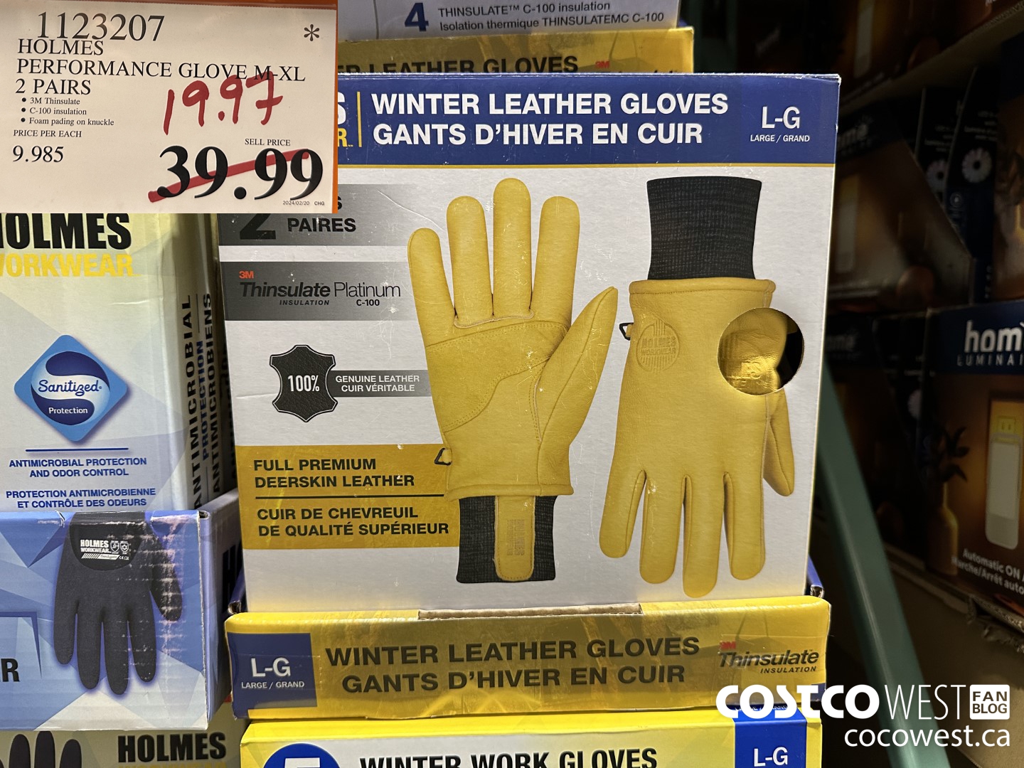 1123207 HOLMES PERFORMANCE GLOVE M-XL 2 PAIRS $19.97