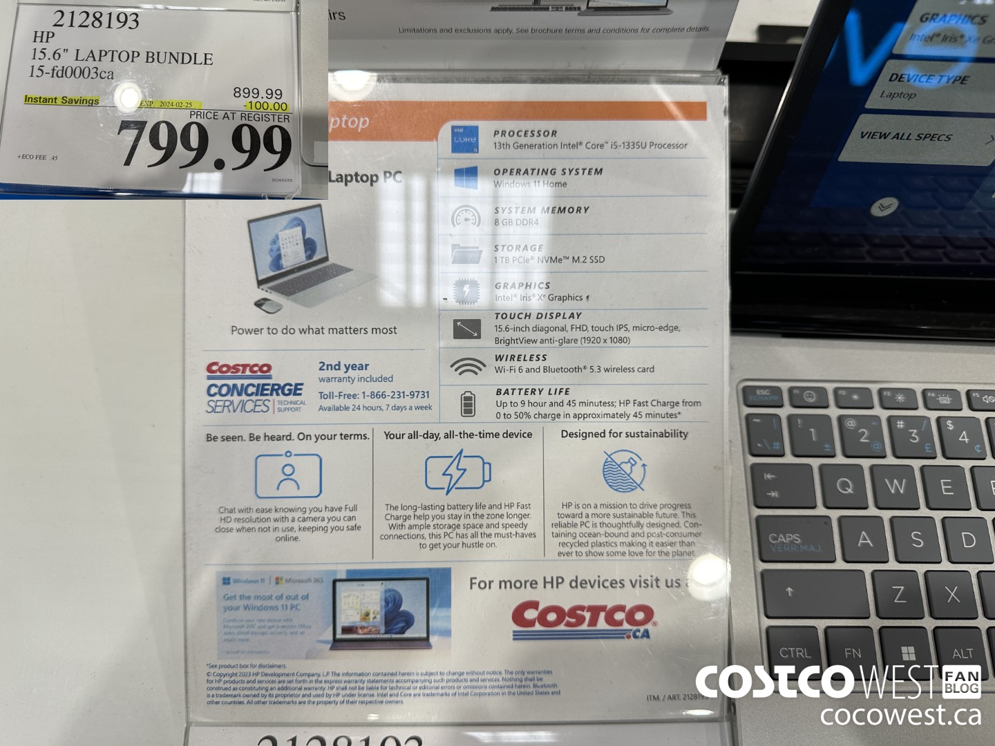 2128193 HP 15.6IN LAPTOP COMPUTER 15-FD0003CA ($100.00 INSTANT SAVINGS EXPIRES ON 2024-02-25) $799.99