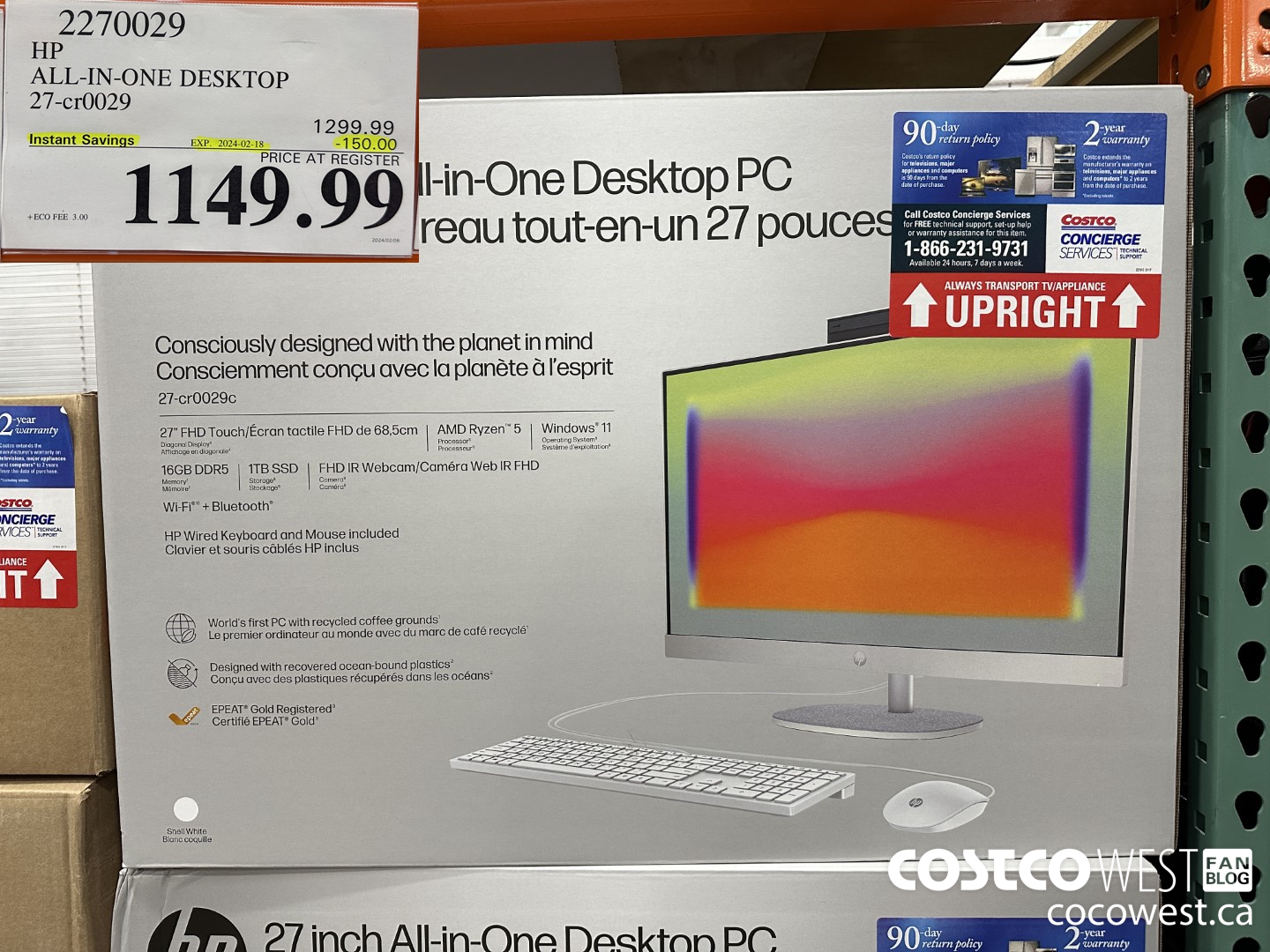 2270029 HP ALL-IN-ONE COMPUTER 27-CR0029 ($150.00 INSTANT SAVINGS EXPIRES ON 2024-02-18) $1149.99