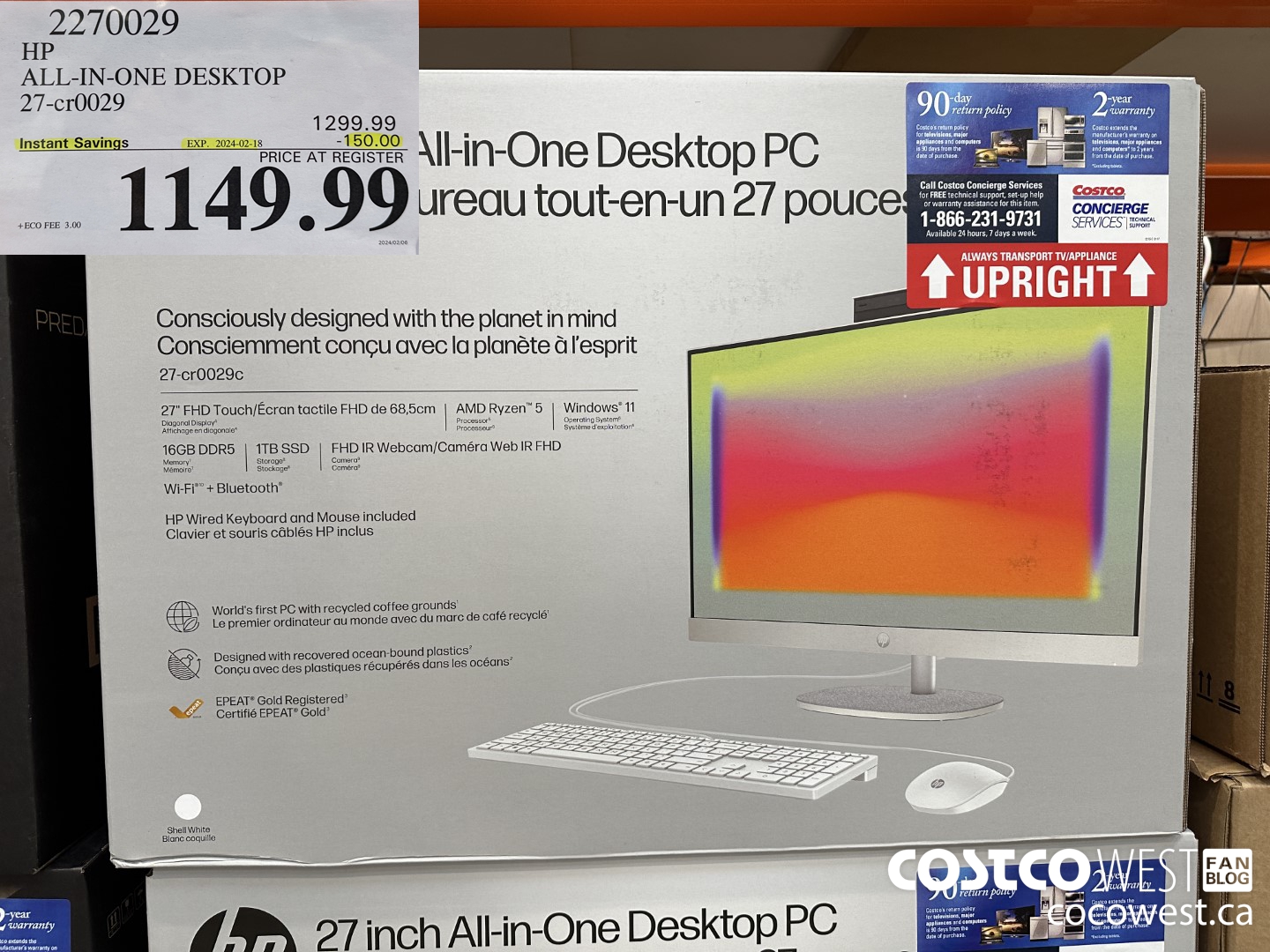 2270029 HP ALL-IN-ONE COMPUTER 27-CR0029 ($150.00 INSTANT SAVINGS EXPIRES ON 2024-02-18) $1149.99