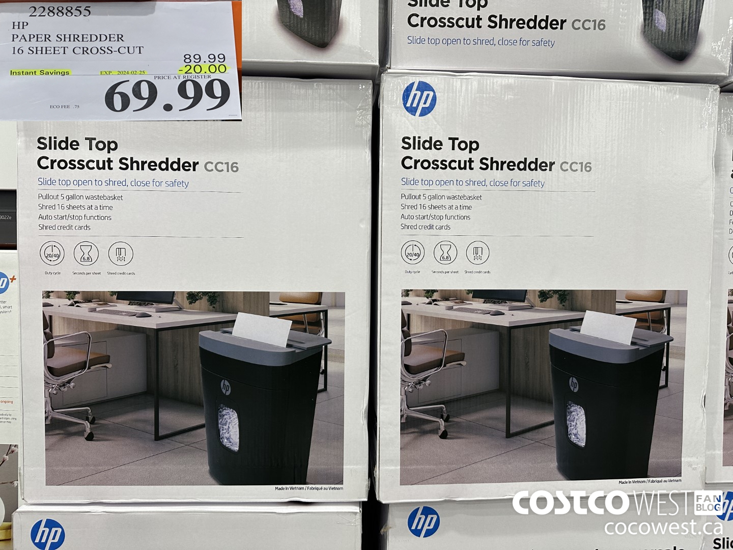 2288855 HP PAPER SHREDDER 16 SHEET CROSS-CUT ($20.00 INSTANT SAVINGS EXPIRES ON 2024-02-25) $69.99