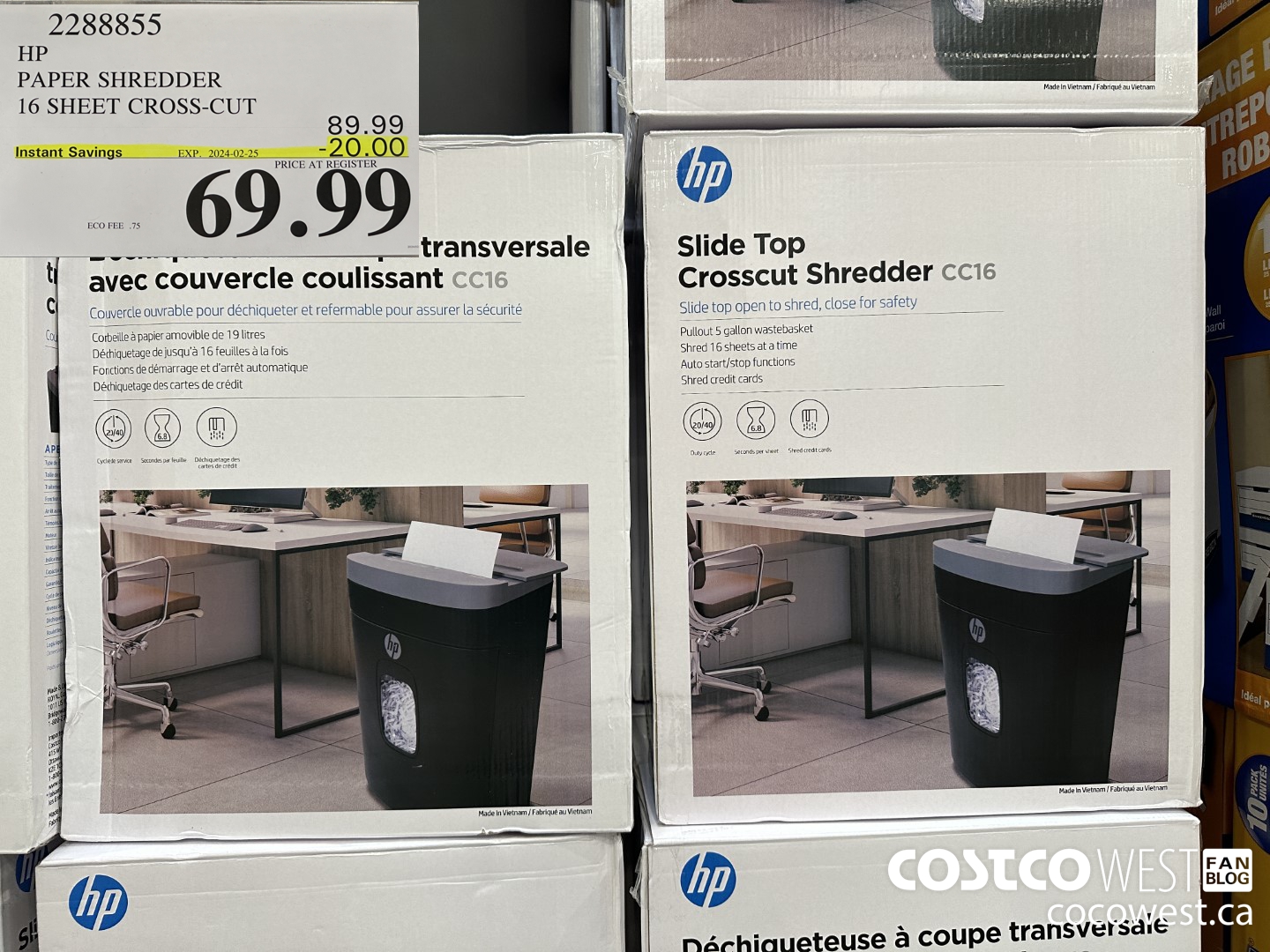 2288855 HP PAPER SHREDDER 16 SHEET CROSS-CUT ($20.00 INSTANT SAVINGS EXPIRES ON 2024-02-25) $69.99