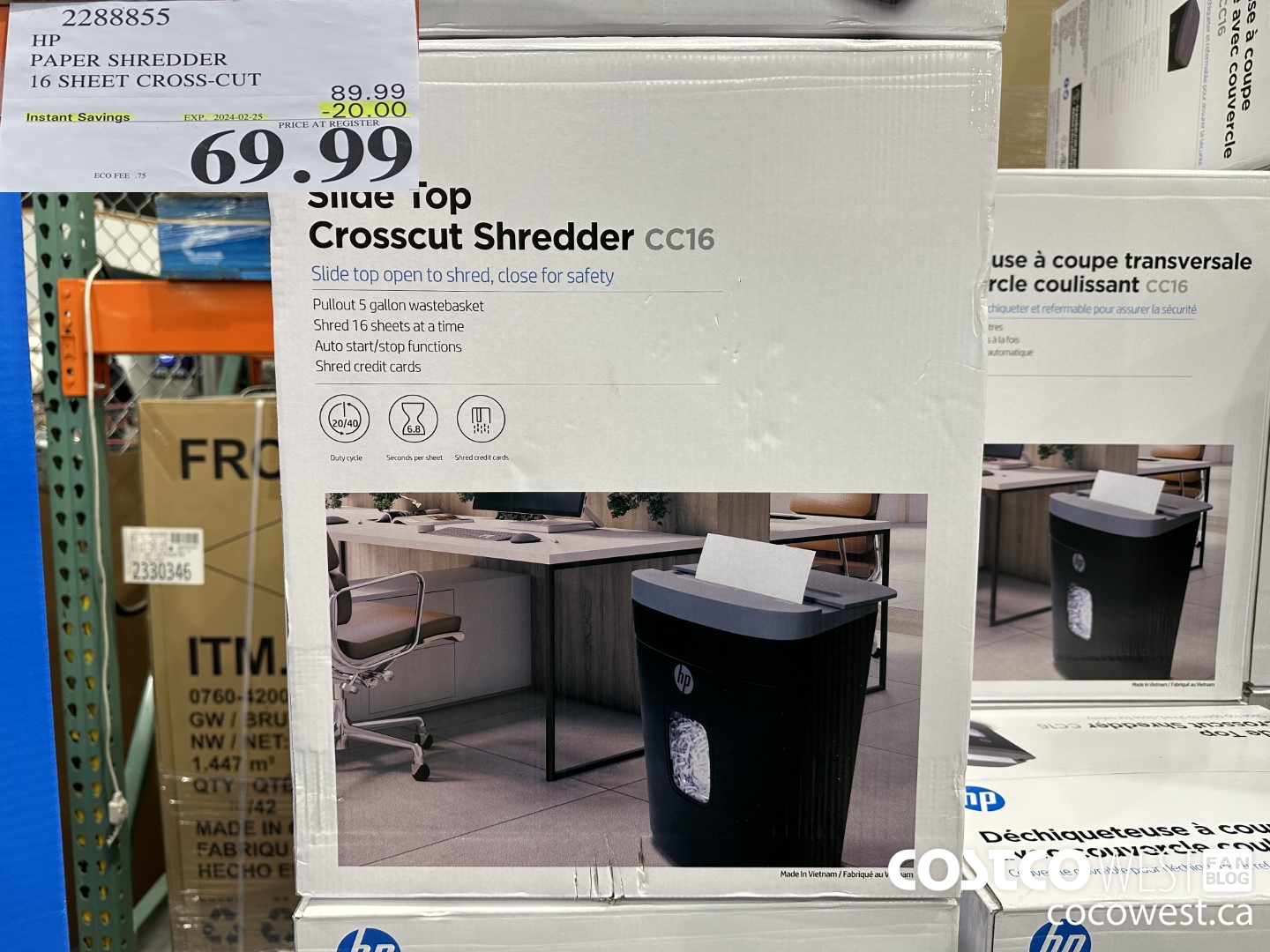 2288855 HP PAPER SHREDDER 16 SHEET CROSS-CUT ($20.00 INSTANT SAVINGS EXPIRES ON 2024-02-25) $69.99