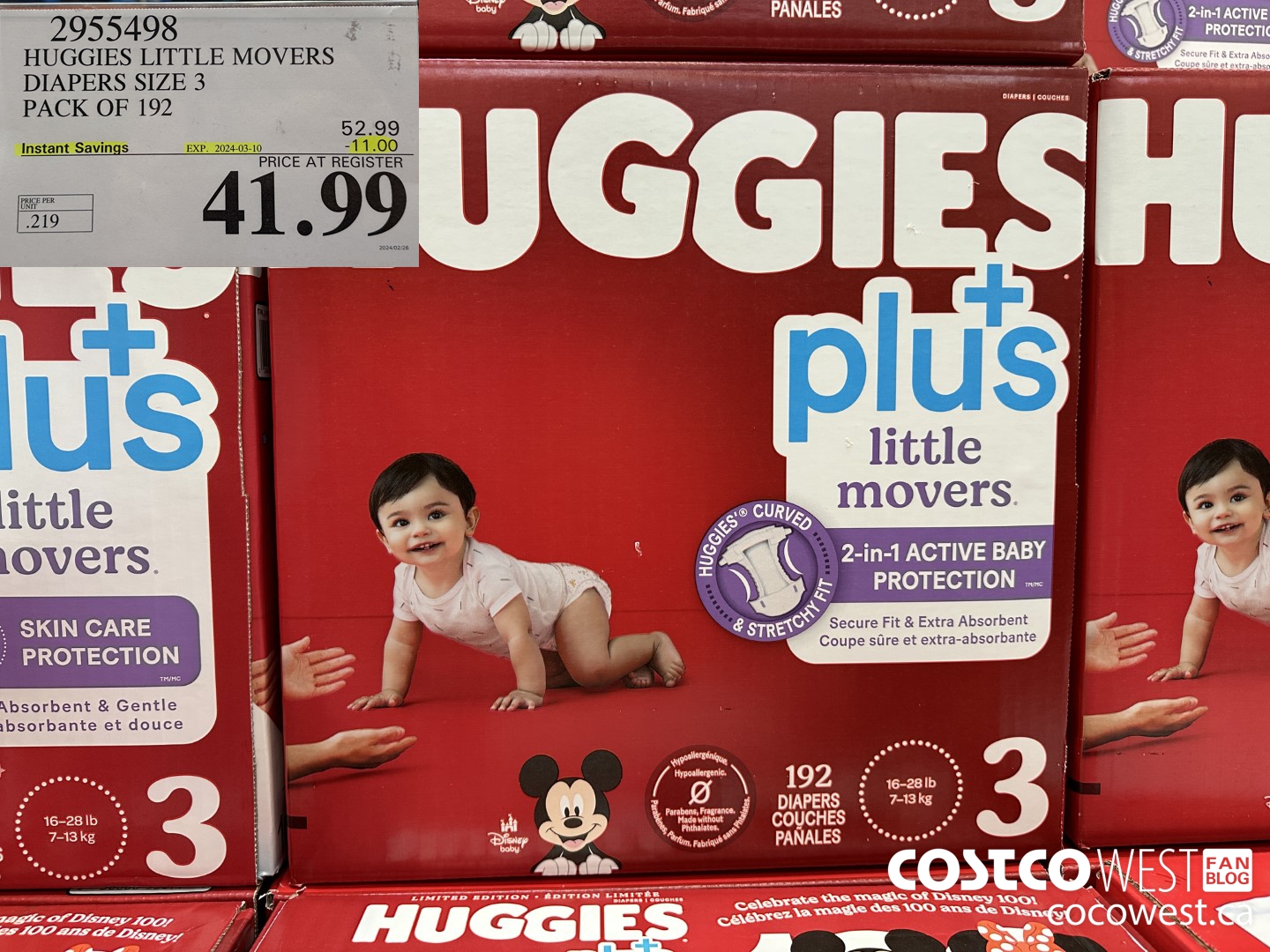 2955498 HUGGIES LITTLE MOVERS DIAPERS SIZE 3 PACK OF 192 ($11.00 INSTANT SAVINGS EXPIRES ON 2024-03-10) $41.99