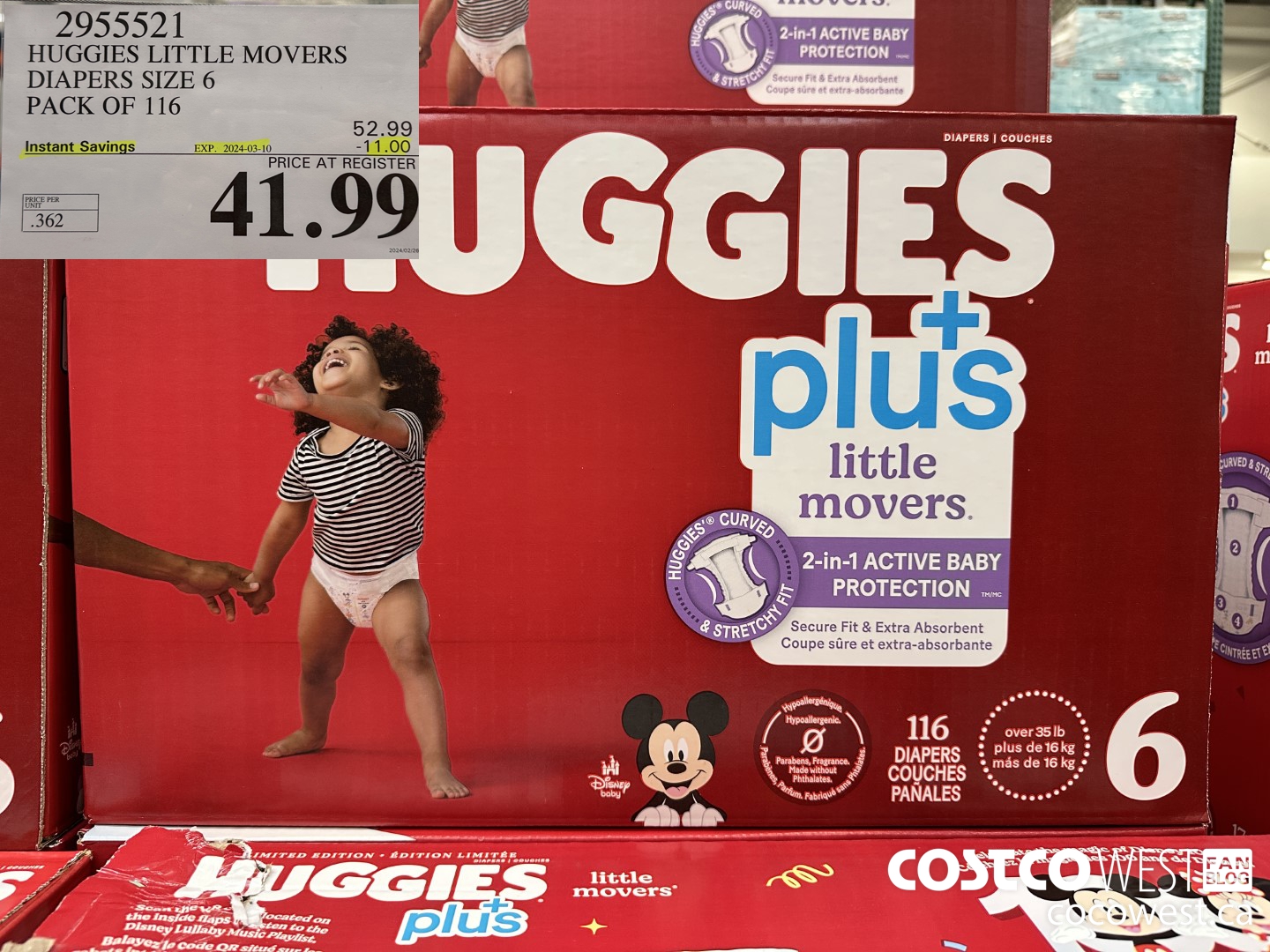 2955521 HUGGIES LITTLE MOVERS DIAPERS SIZE 6 PACK OF 116 ($11.00 INSTANT SAVINGS EXPIRES ON 2024-03-10) $41.99