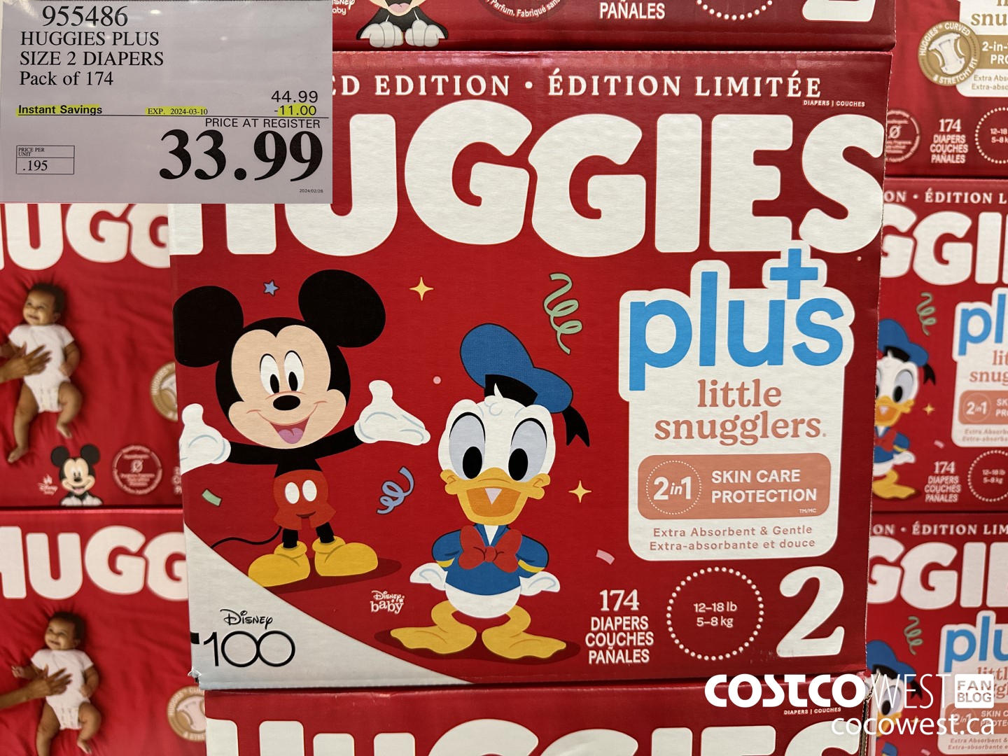 955486 HUGGIES LITTLE SNUGGLE SIZE 2 DIAPERS PACK OF 174 ($11.00 INSTANT SAVINGS EXPIRES ON 2024-03-10) $33.99