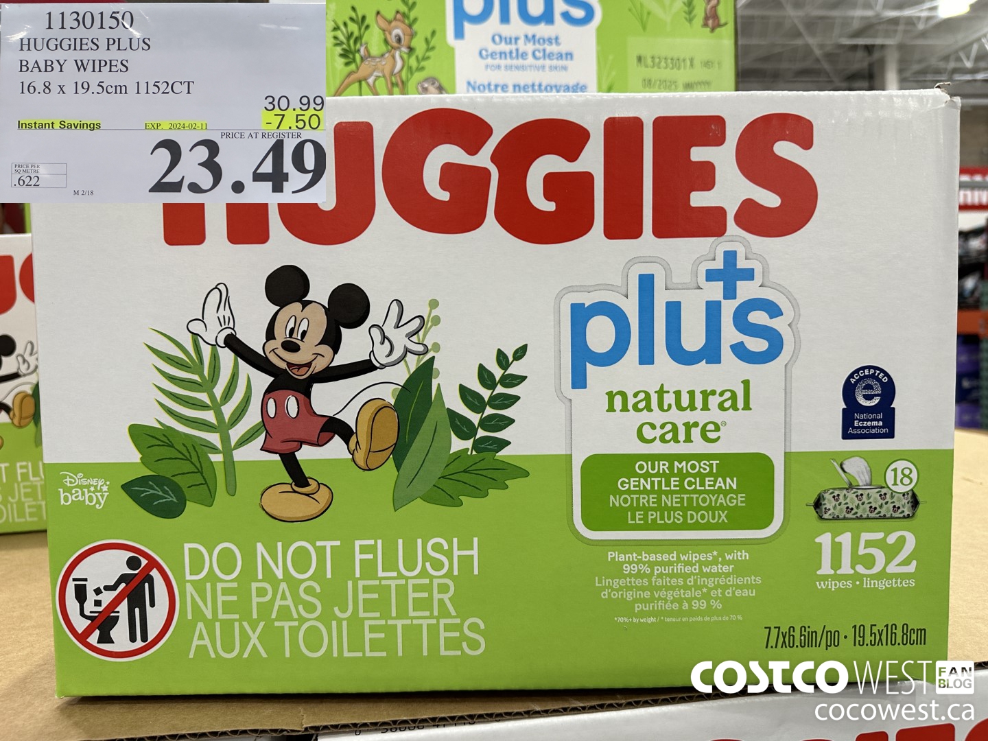 1130150 HUGGIES PLUS BABY WIPES 16.8 X 19.5 CM 1152CT ($7.50 INSTANT SAVINGS EXPIRES ON 2024-02-11) $23.49