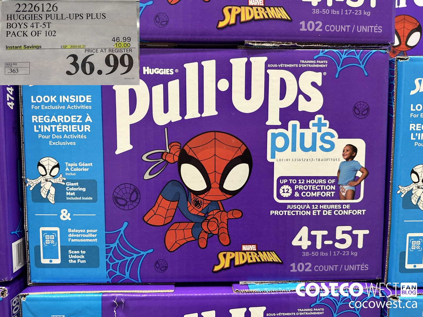 2226126 HUGGIES PULL-UPS PLUS BOYS 4T-5T PACK OF 102 ($10.00 INSTANT SAVINGS EXPIRES ON 2024-02-25) $36.99