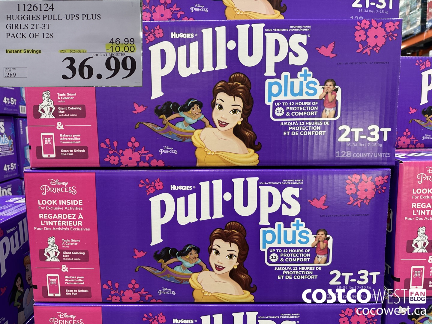 1126124 HUGGIES PULL-UPS PLUS GIRLS 2T-3T PACK OF 128 ($10.00 INSTANT SAVINGS EXPIRES ON 2024-02-25) $36.99