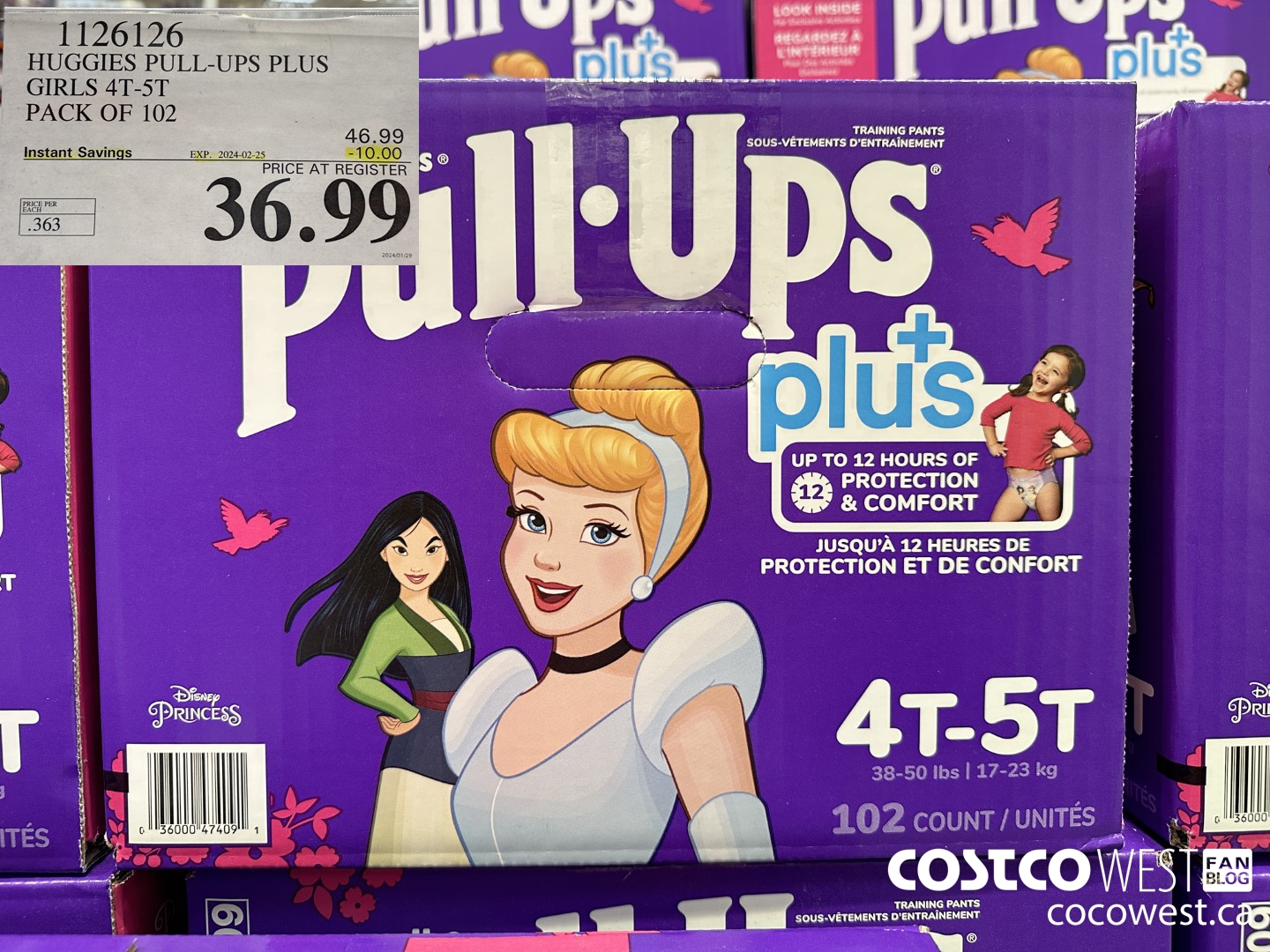 1126126 HUGGIES PULL-UPS PLUS GIRLS 4T-5T PACK OF 102 ($10.00 INSTANT SAVINGS EXPIRES ON 2024-02-25) $36.99