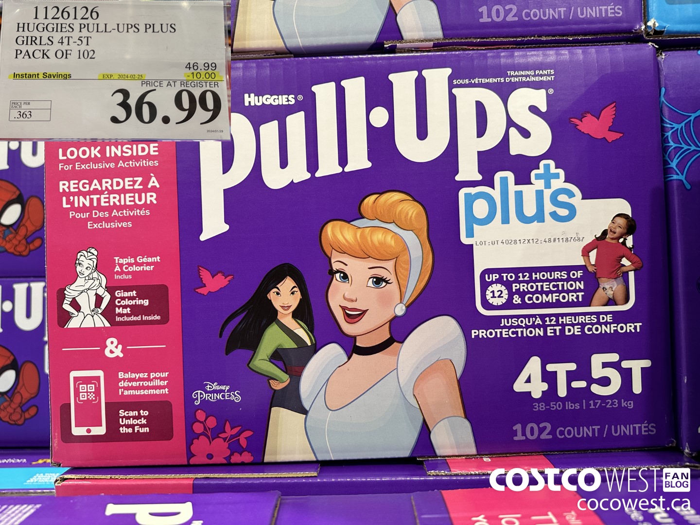 1126126 HUGGIES PULL-UPS PLUS GIRLS 4T-5T PACK OF 102 ($10.00 INSTANT SAVINGS EXPIRES ON 2024-02-25) $36.99