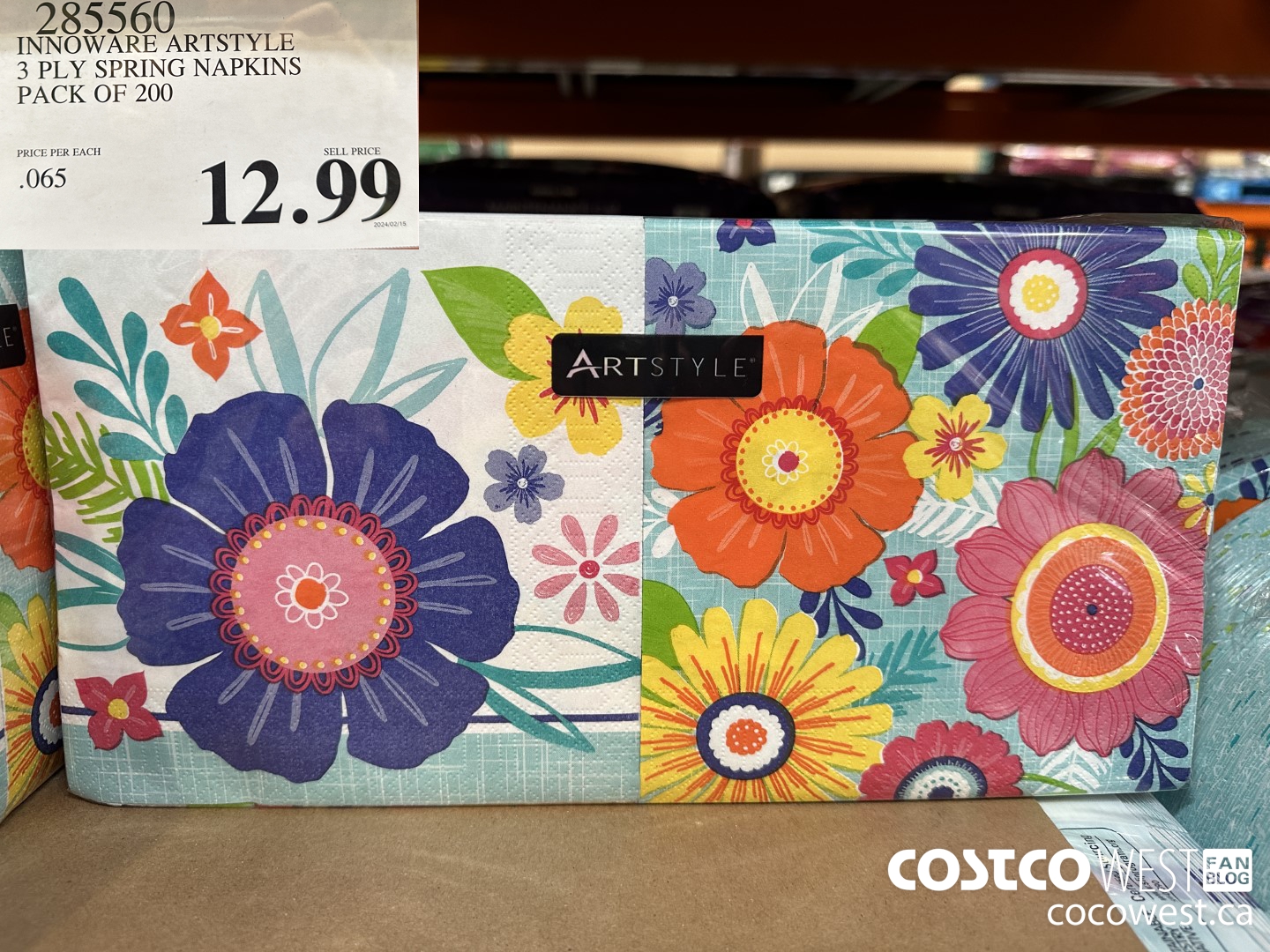 285560 INNOWARE ARTSTYLE 3 PLY SPRING NAPKINS PACK OF 200 $12.99