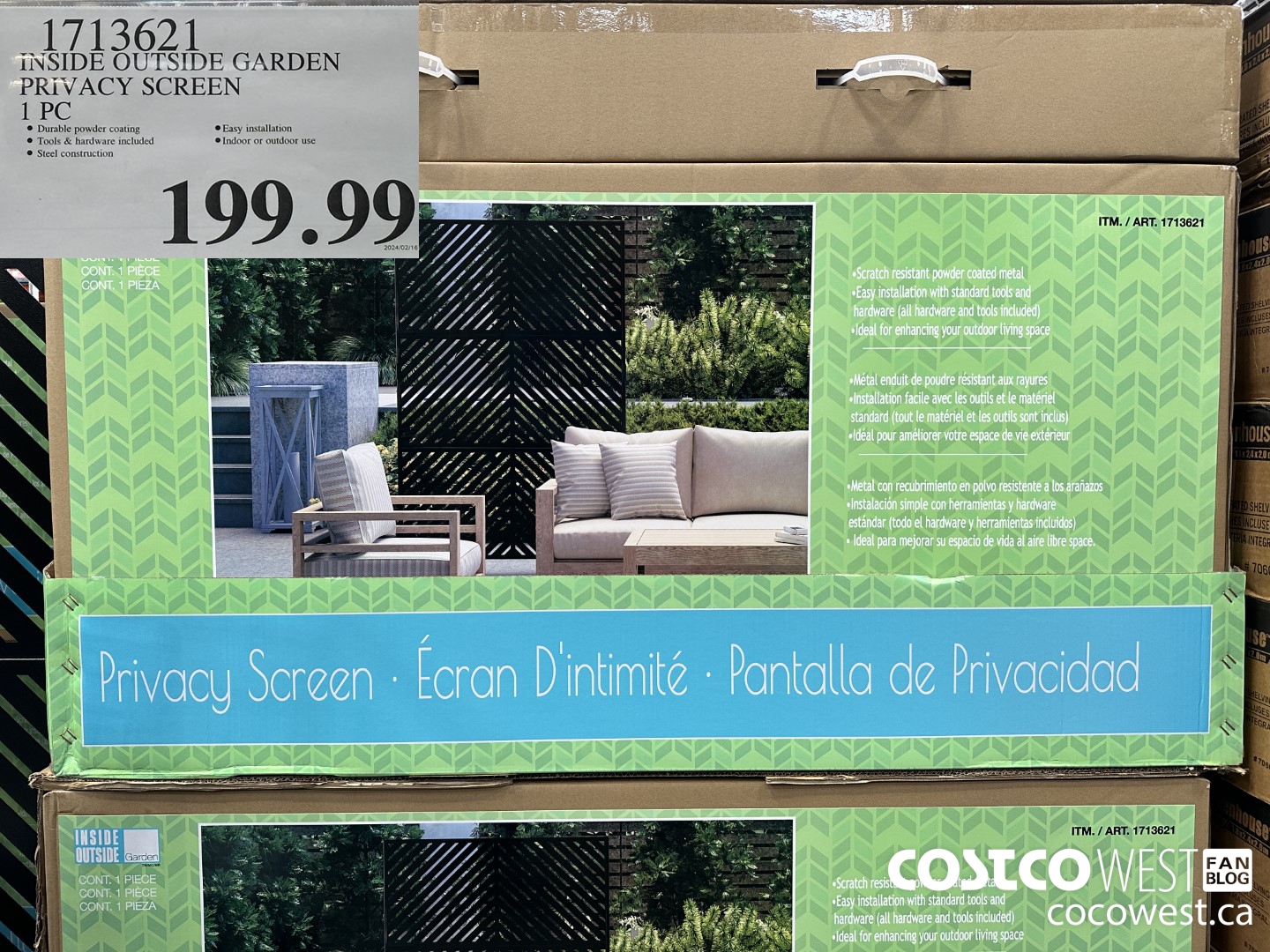 1713621 INSIDE OUTSIDE GARDEN PRIVACY SCREEN 1 PC $199.99