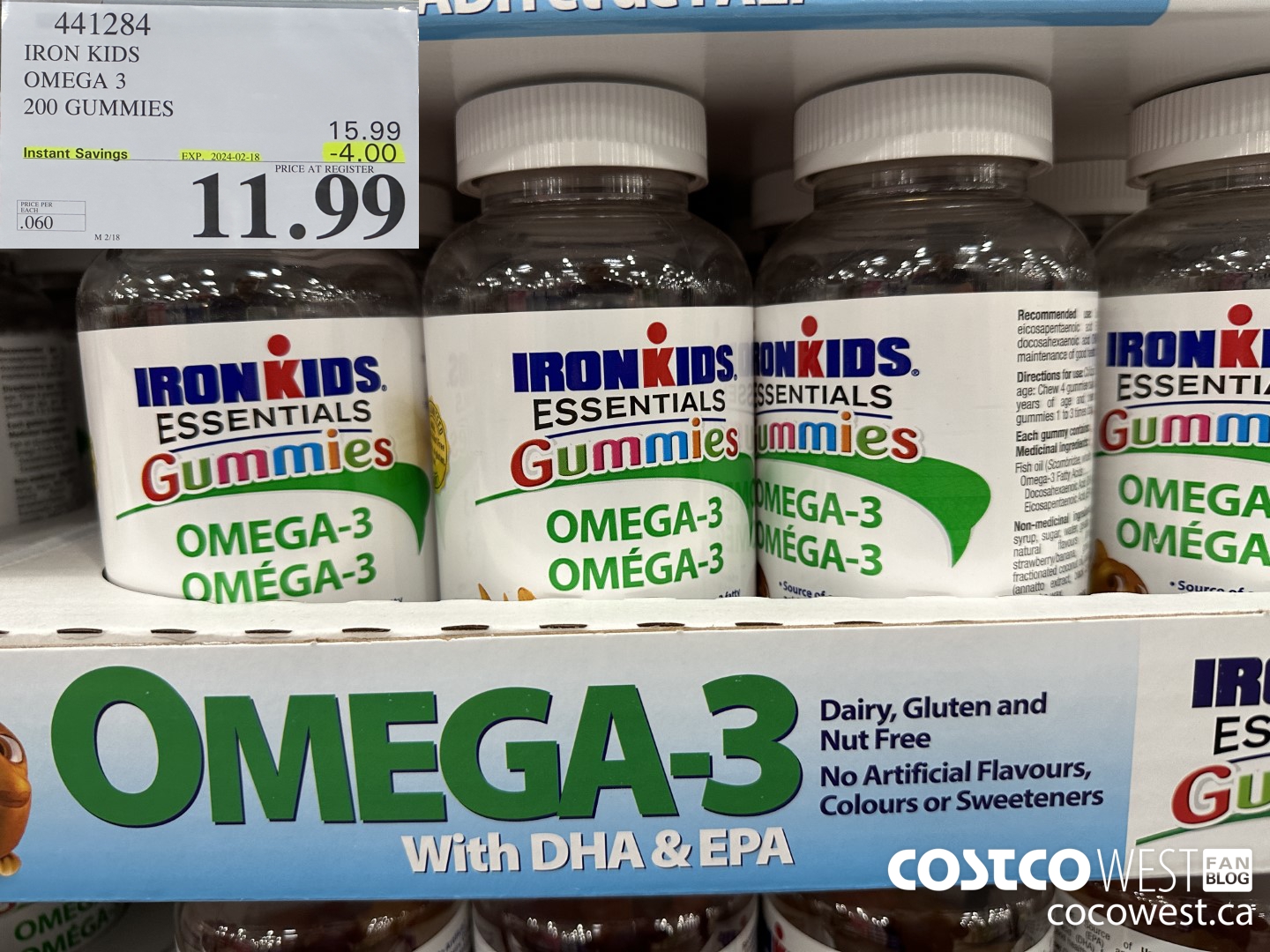 441284 IRON KIDS OMEGA 3 200 GUMMIES ($4.00 INSTANT SAVINGS EXPIRES ON 2024-02-18) $11.99