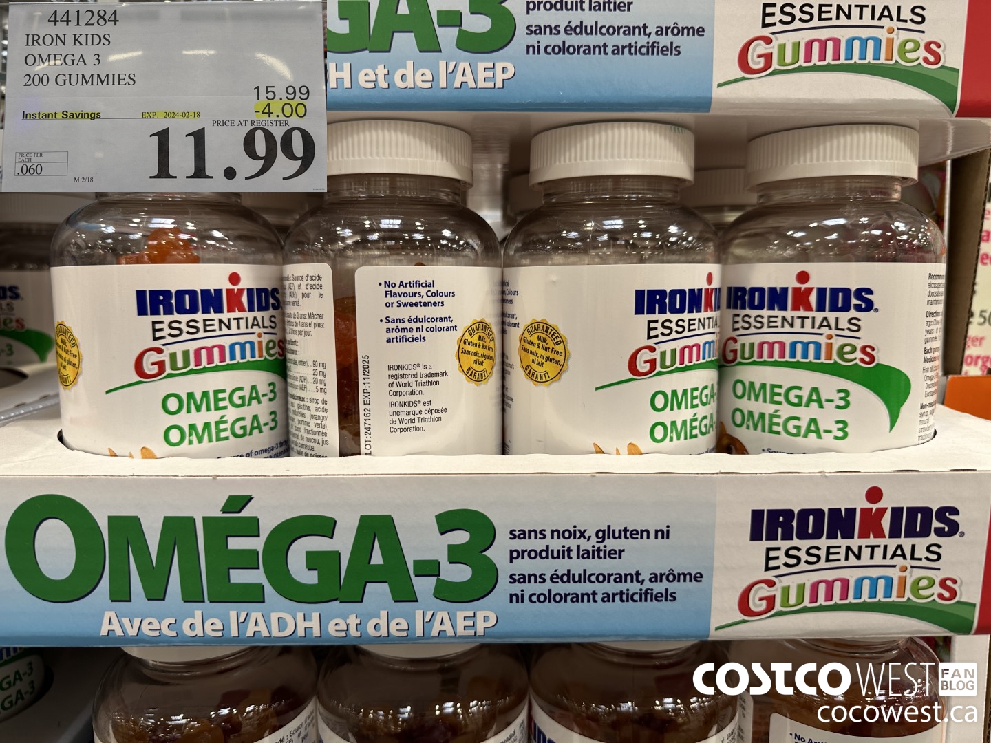 441284 IRON KIDS OMEGA 3 200 GUMMIES ($4.00 INSTANT SAVINGS EXPIRES ON 2024-02-18) $11.99