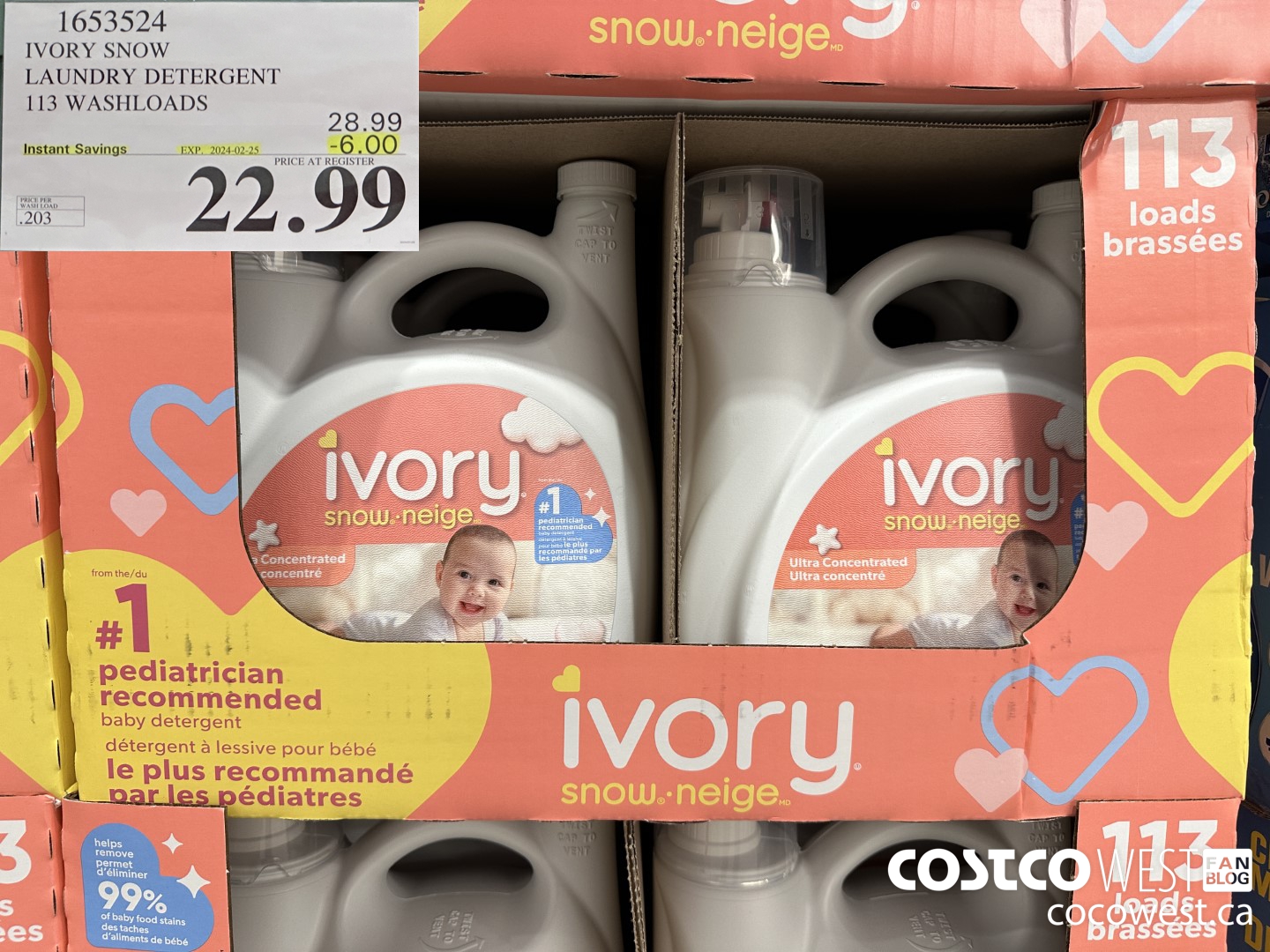 1653524 IVORY SNOW LAUNDRY DETERGENT 113 WASHLOADS ($6.00 INSTANT SAVINGS EXPIRES ON 2024-02-25) $22.99