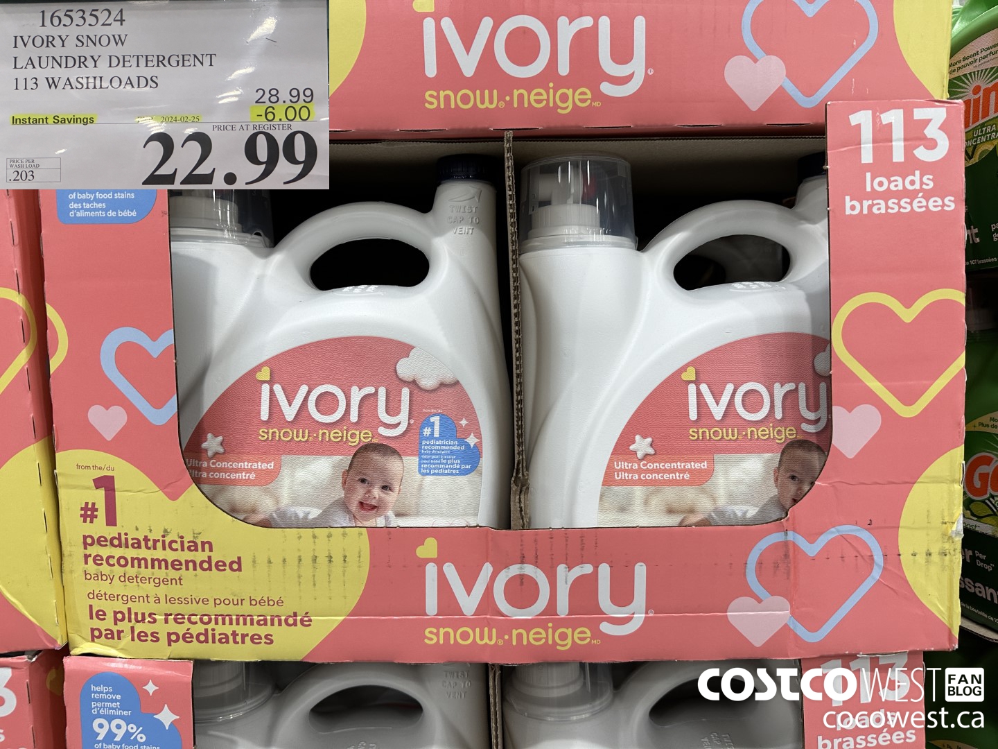 1653524 IVORY SNOW LAUNDRY DETERGENT 113 WASHLOADS ($6.00 INSTANT SAVINGS EXPIRES ON 2024-02-25) $22.99