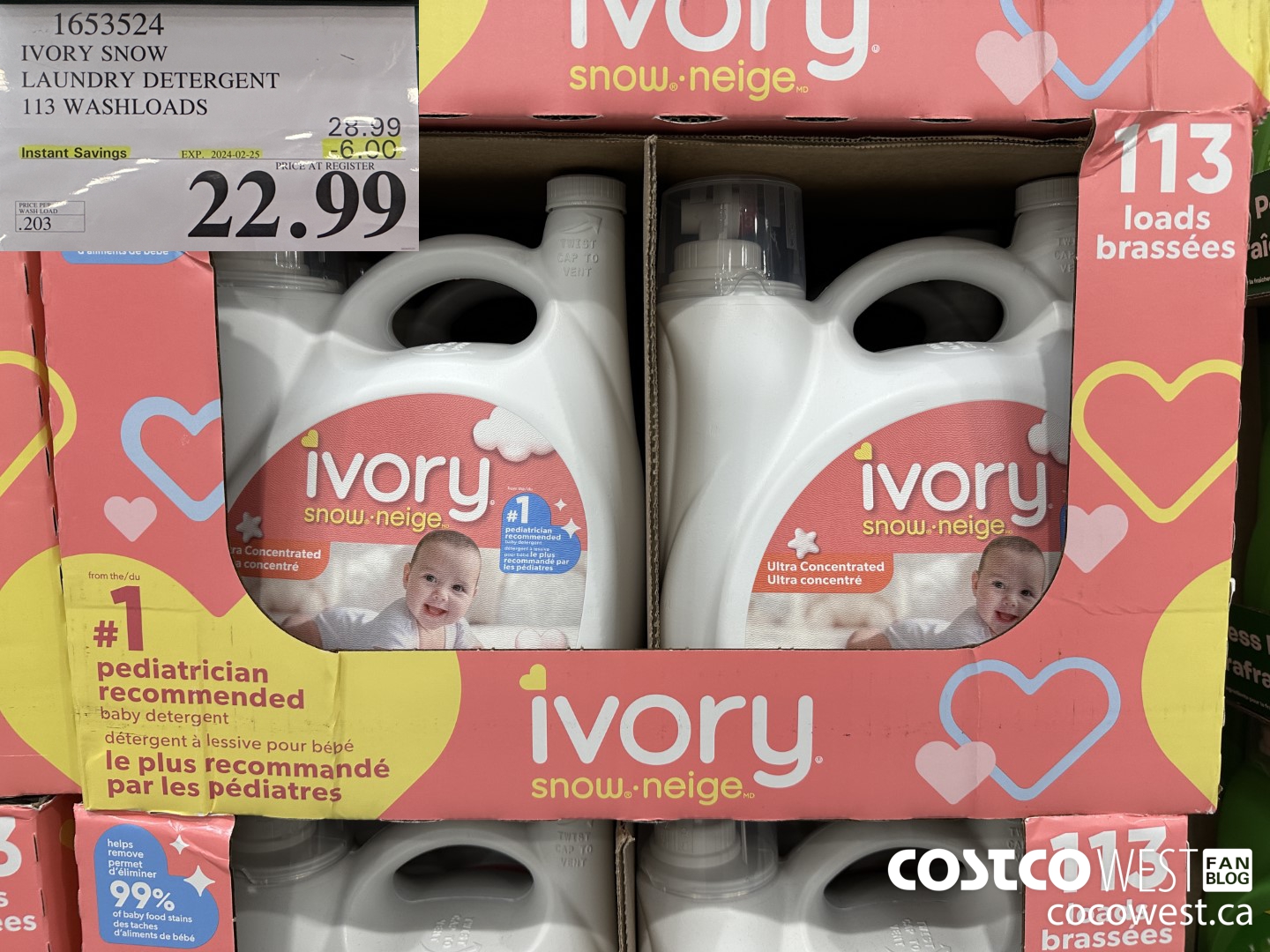 1653524 IVORY SNOW LAUNDRY DETERGENT 113 WASHLOADS ($6.00 INSTANT SAVINGS EXPIRES ON 2024-02-25) $22.99