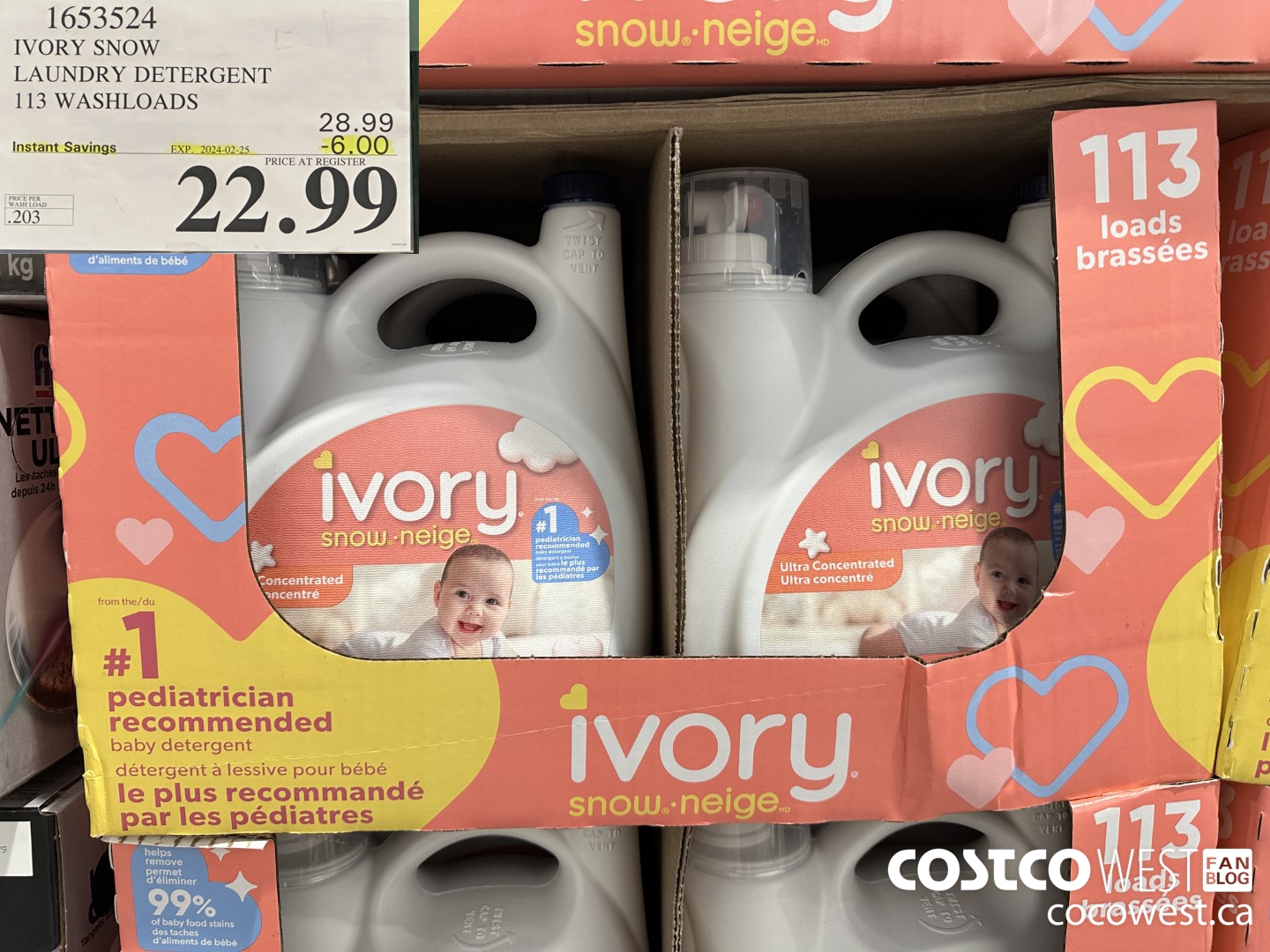 1653524 IVORY SNOW LAUNDRY DETERGENT 113 WASHLOADS ($6.00 INSTANT SAVINGS EXPIRES ON 2024-02-25) $22.99