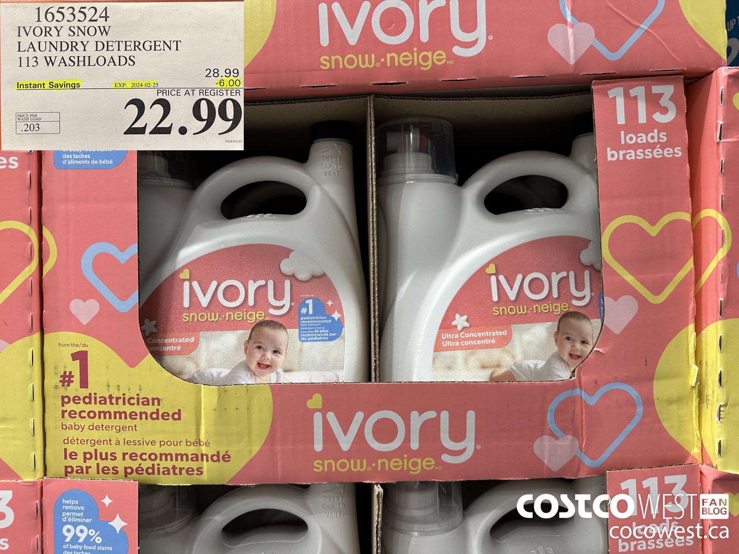 1653524 IVORY SNOW LAUNDRY DETERGENT 113 WASHLOADS ($6.00 INSTANT SAVINGS EXPIRES ON 2024-02-25) $22.99
