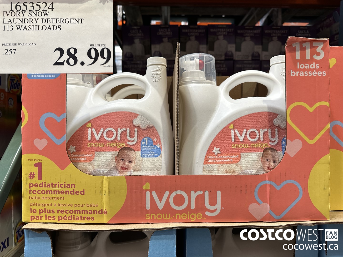1653524 IVORY SNOW LAUNDRY DETERGENT 113 WASHLOADS $28.99