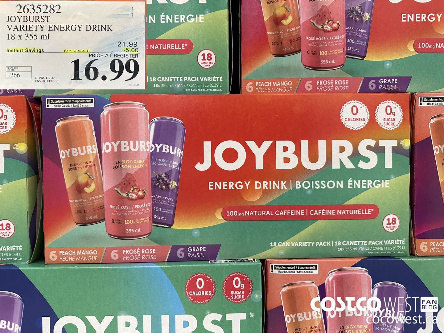 2635282 JOYBURT VARIETY ENERGY DRINK 18 X 355 ML ($5.00 INSTANT SAVINGS EXPIRES ON 2024-02-11) $16.99