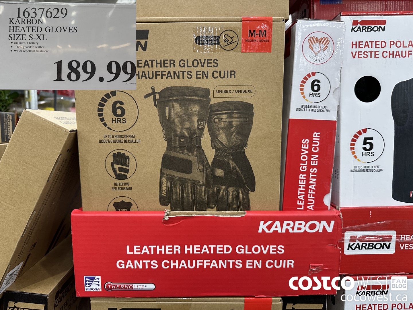 1637629 KARBON HEATED GLOVES SIZE S-XL $189.99