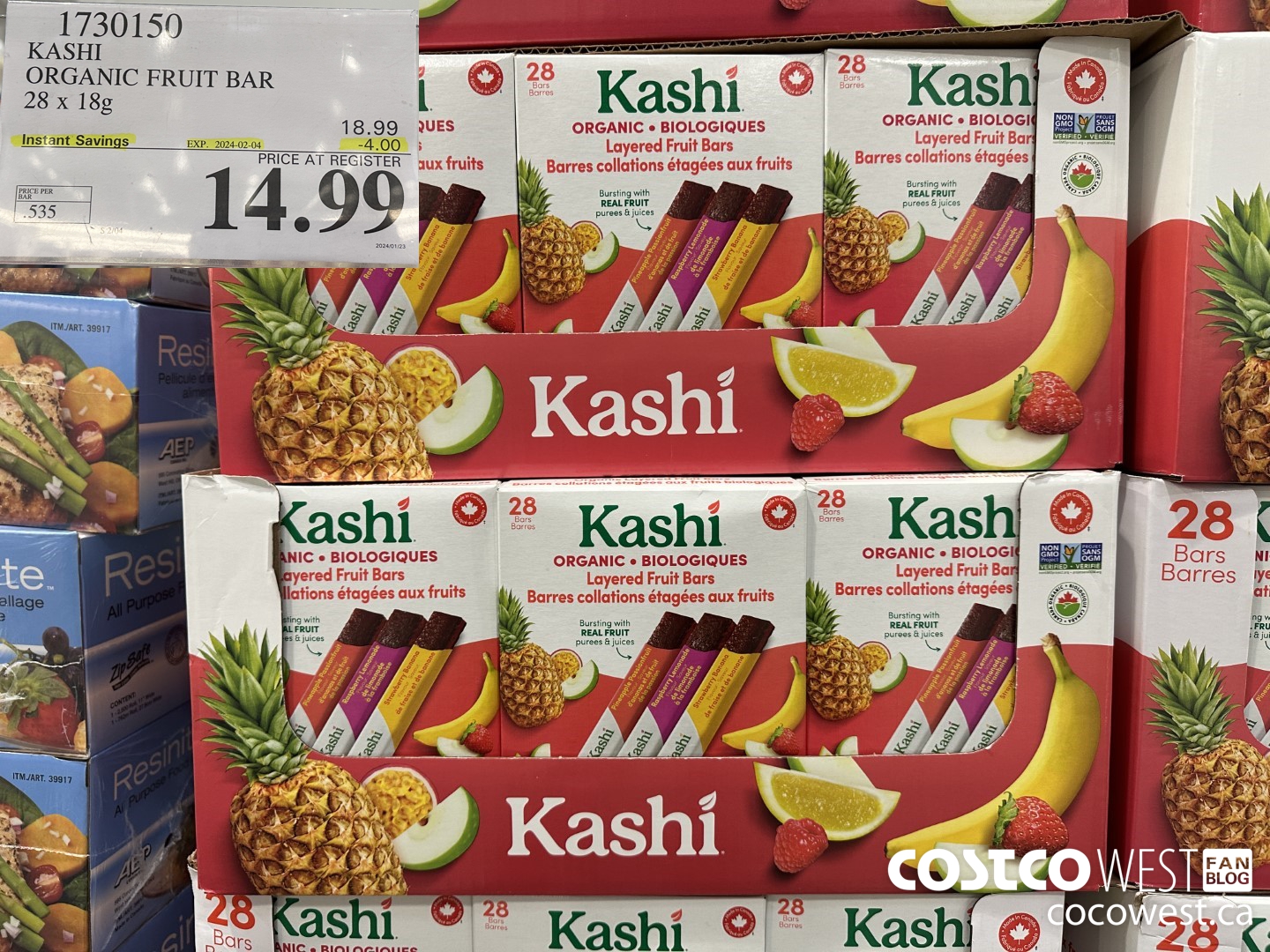 1730150 KASHI ORGANIC FRUIT BAR 28 X 18G ($4.00 INSTANT SAVINGS EXPIRES ON 2024-02-04) $14.99
