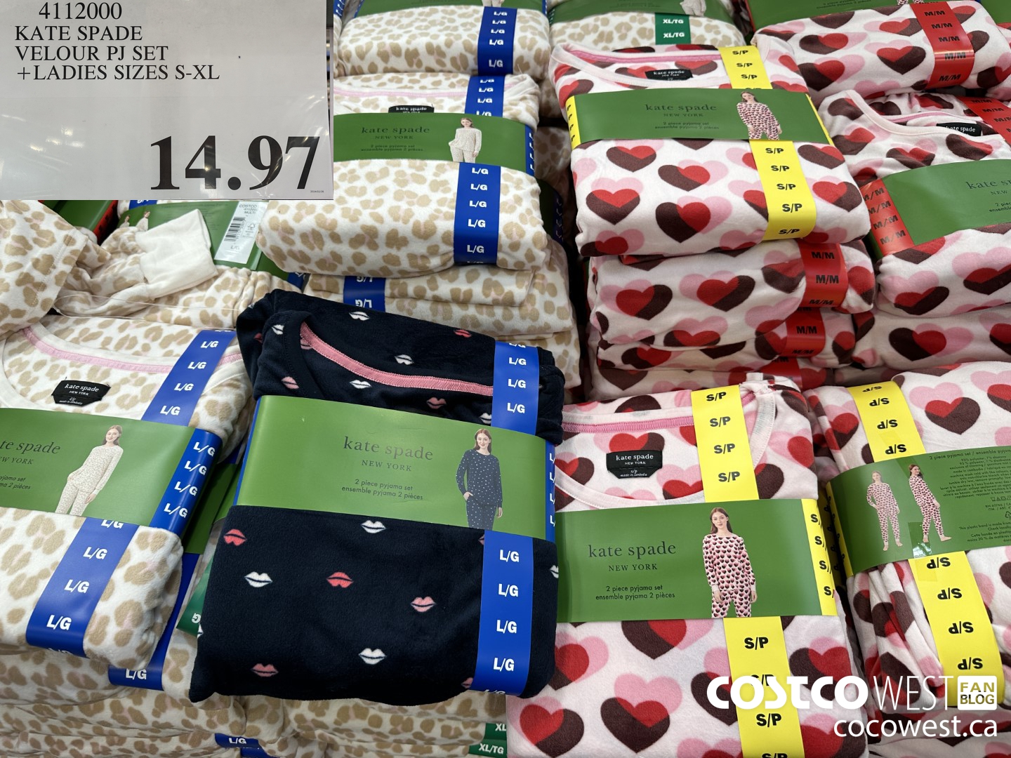 4112000 KATE SPADE VELOUR PJ SET LADIES SIZES S-XL $14.97