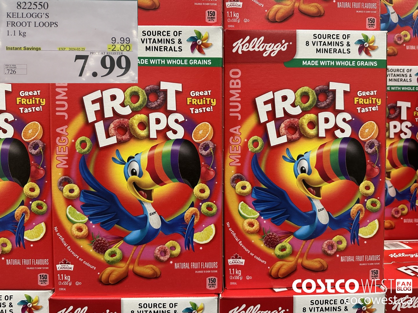 822550 KELLOGGS FROOT LOOPS 1.1 kg ($2.00 INSTANT SAVINGS EXPIRES ON 2024-02-25) $7.99