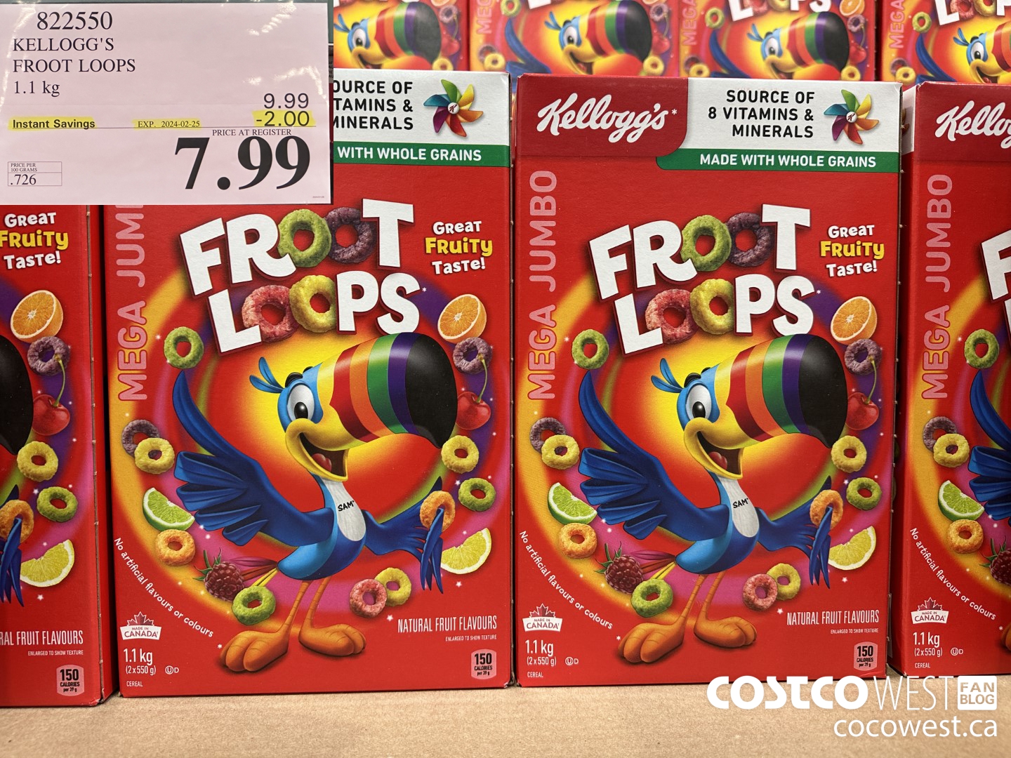 822550 KELLOGGS FROOT LOOPS 1.1 kg ($2.00 INSTANT SAVINGS EXPIRES ON 2024-02-25) $7.99