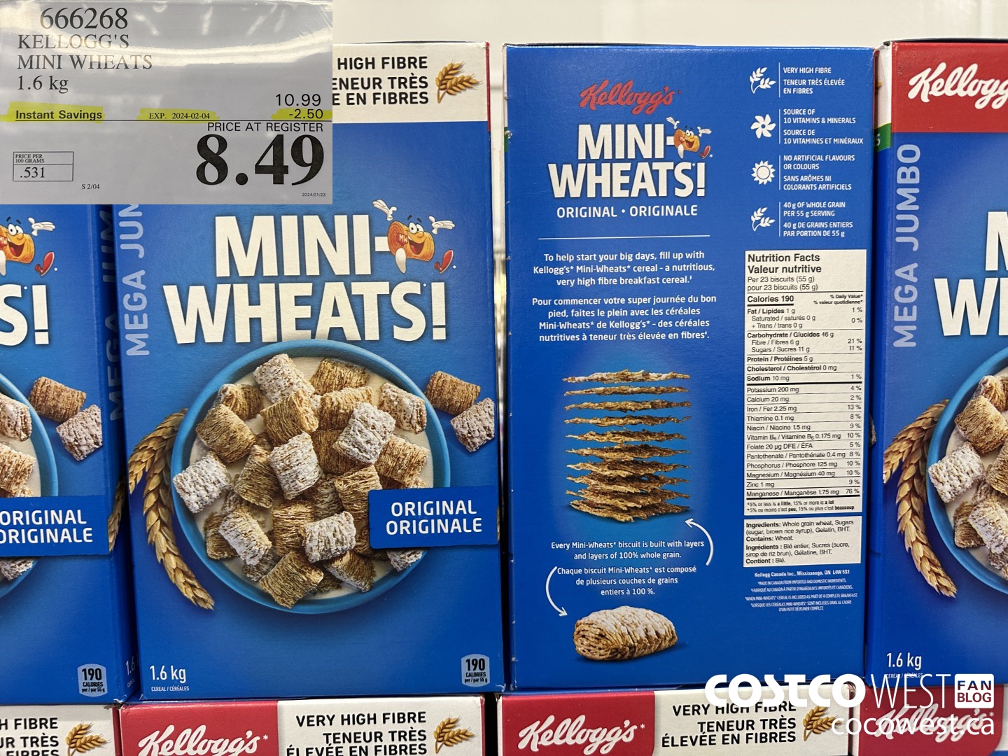 666268 KELLOGG'S MINI WHEATS 1.6 kg ($2.50 INSTANT SAVINGS EXPIRES ON 2024-02-04) $8.49