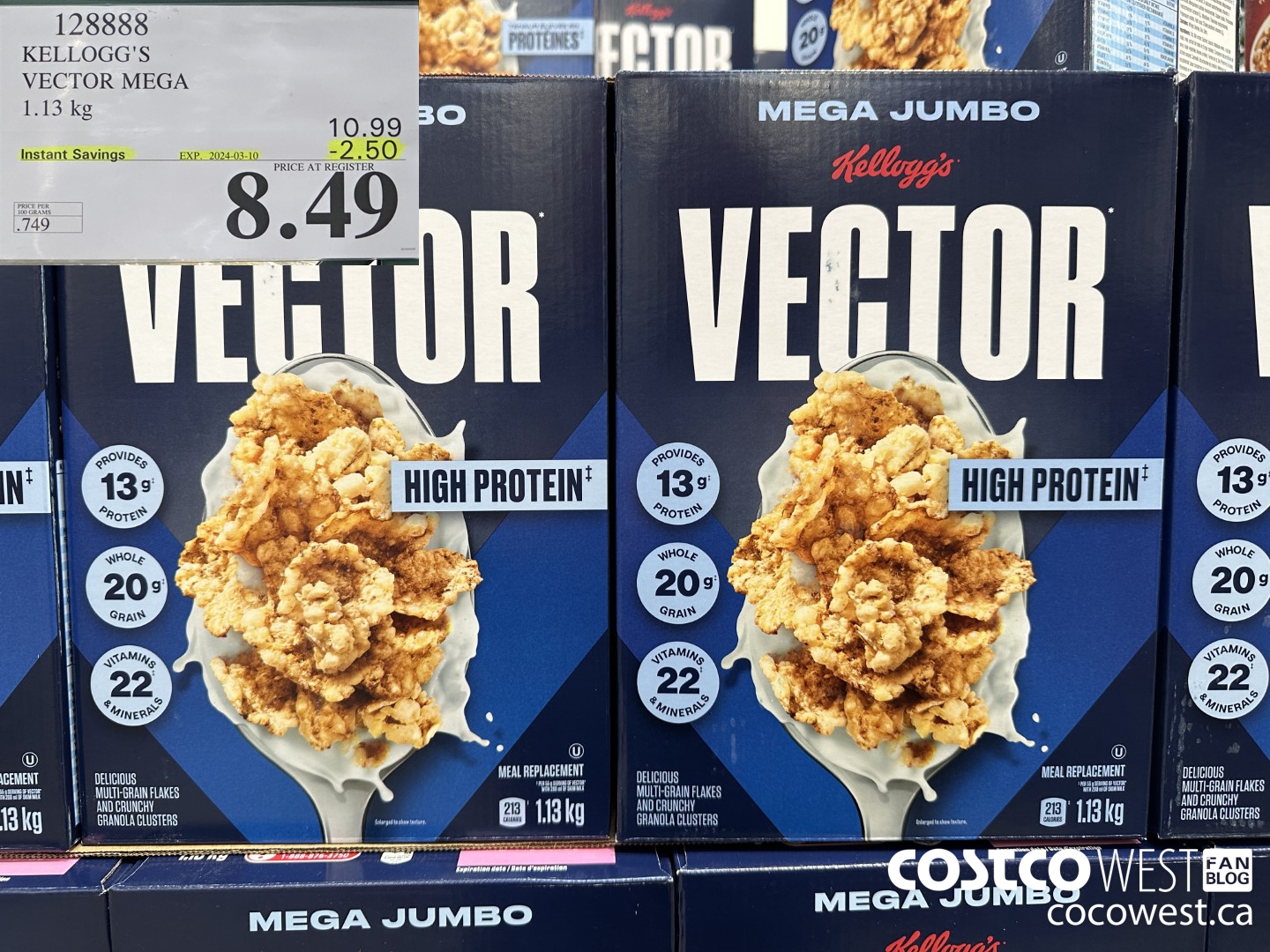 128888 KELLOGGS VECTOR MEGA 1.13KG ($2.50 INSTANT SAVINGS EXPIRES ON 2024-03-10) $8.49