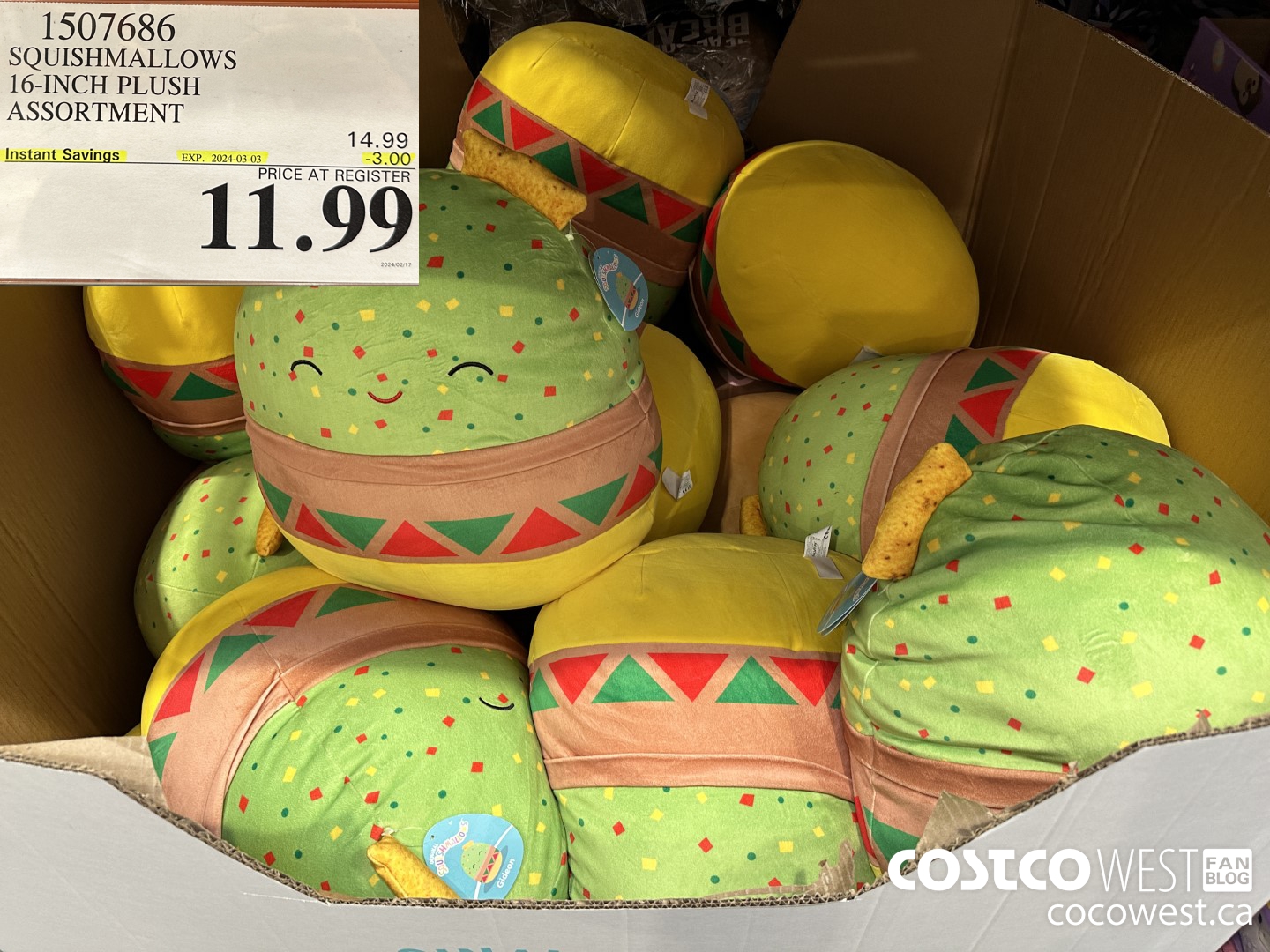 1507686 KELLYTOY SQUISHMALLOWS 16 INCH PLUSH ASSORTMENT ($3.00 INSTANT SAVINGS EXPIRES ON 2024-03-03) $11.99