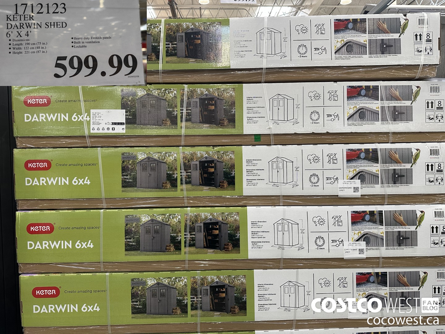 1712123 KETER DARWIN SHED 6' X 4' $599.99