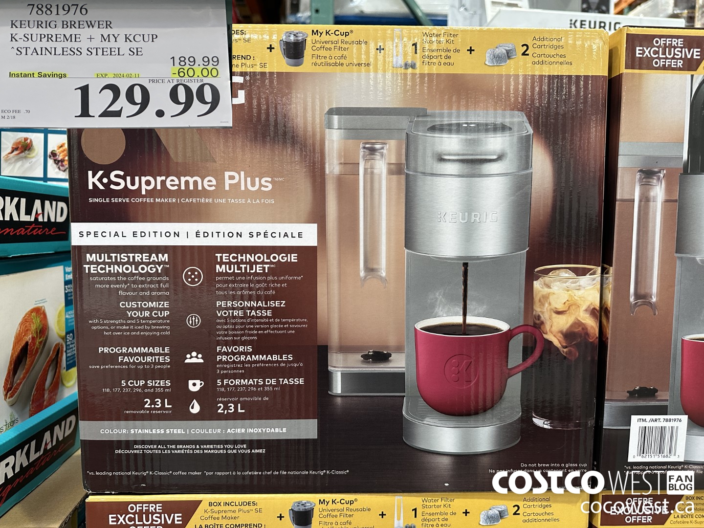 7881976 KEURIG BREWER K-SUPREME + MY KCUP STAINLESS STEEL SE ($60.00 INSTANT SAVINGS EXPIRES ON 2024-02-11) $129.99