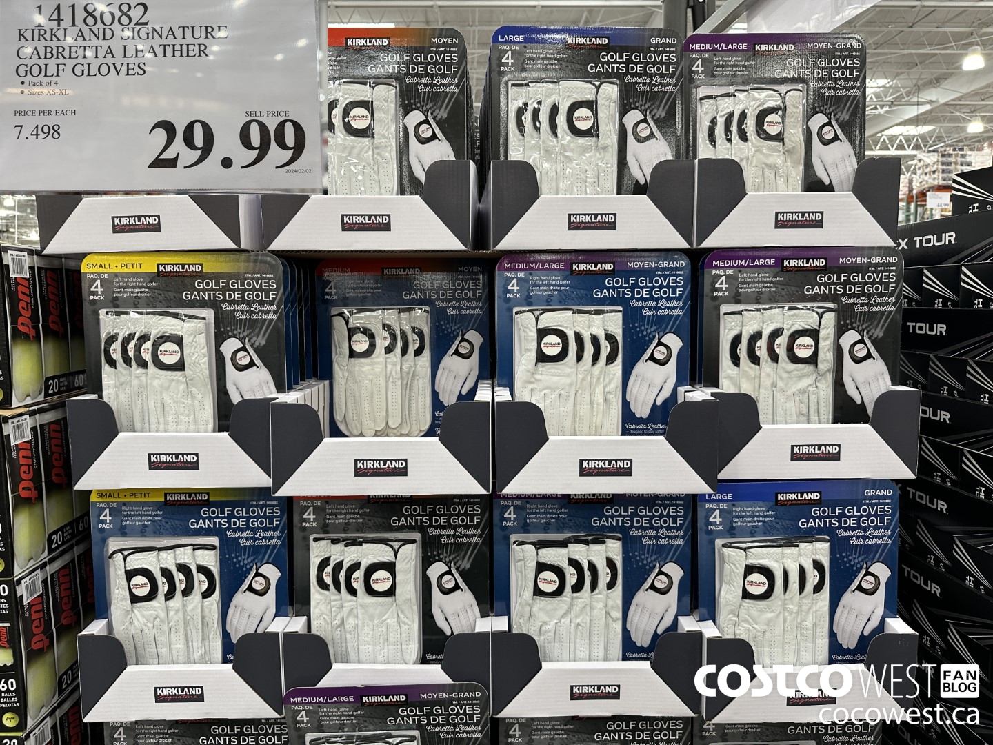 1418682 KIRKLAND SIGNATURE CABRETTA LEATHER GOLF GLOVES $29.99