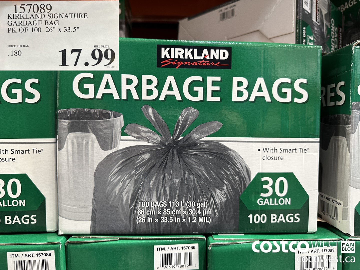 157089 KIRKLAND SIGNATURE GARBAGE BAG PK OF 100 26