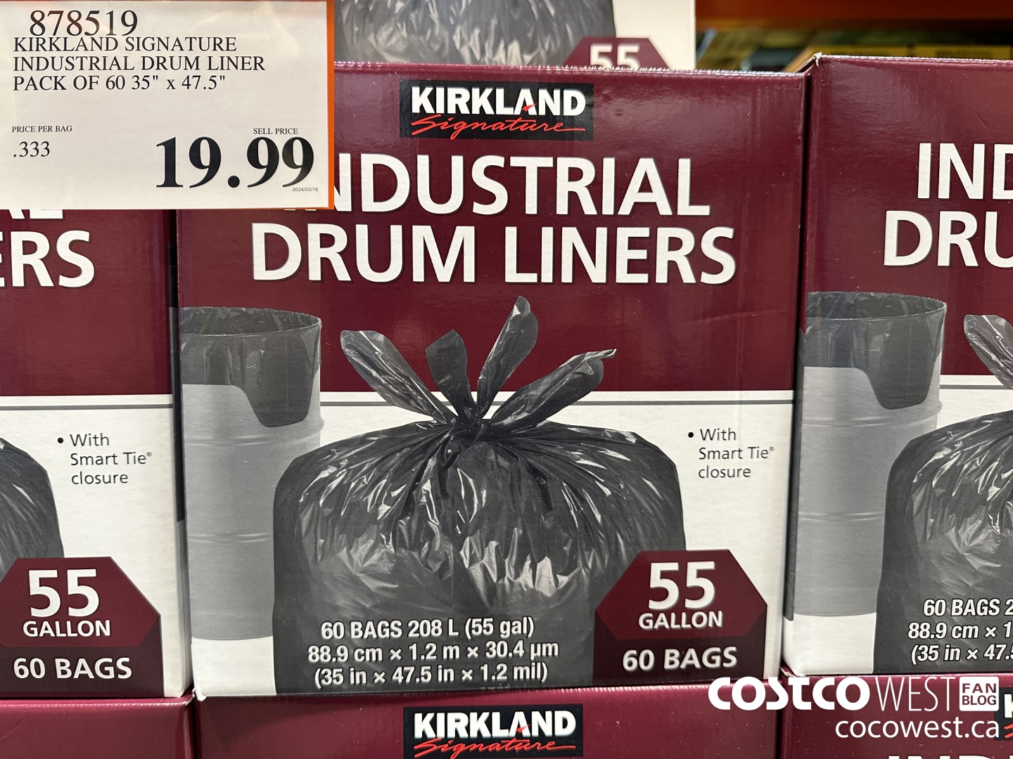 878519 KIRKLAND SIGNATURE INDUSTRIAL DRUM LINER PACK OF 60 35