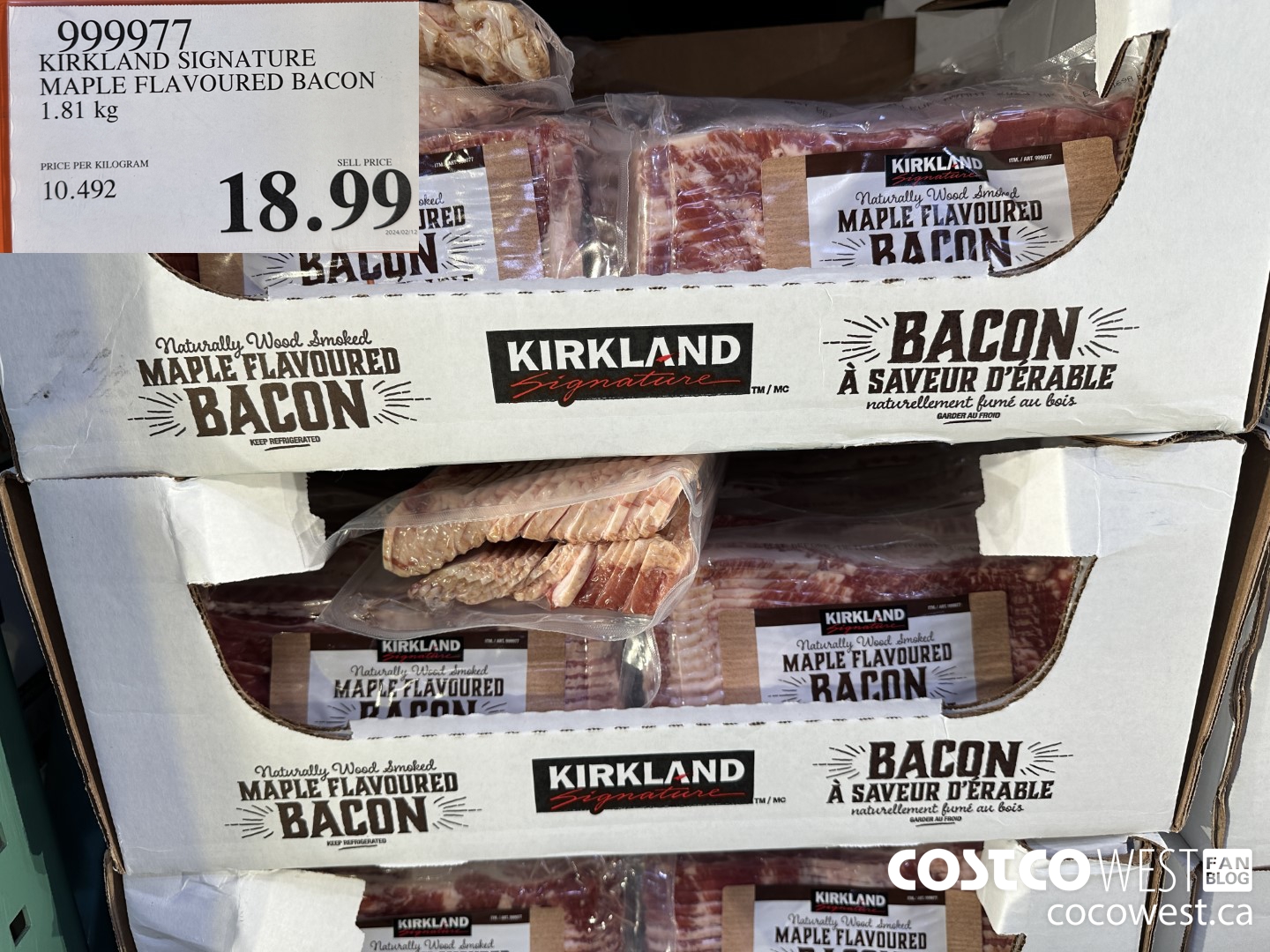 999977 KIRKLAND SIGNATURE MAPLE FLAVOURED BACON 1.81 KG $18.99