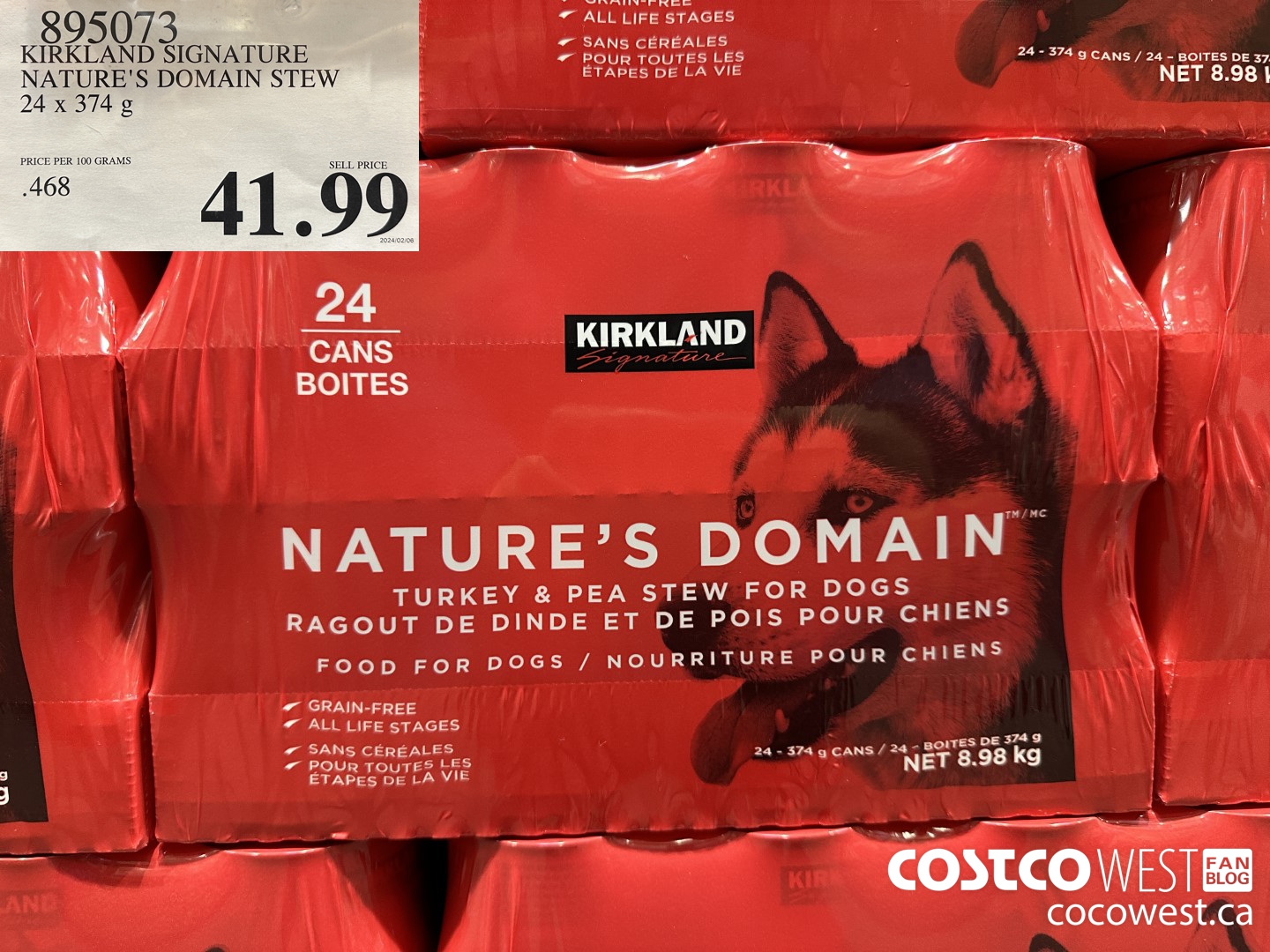 895073 KIRKLAND SIGNATURE NATURE'S DOMAIN STEW 24 X 374 ML $41.99