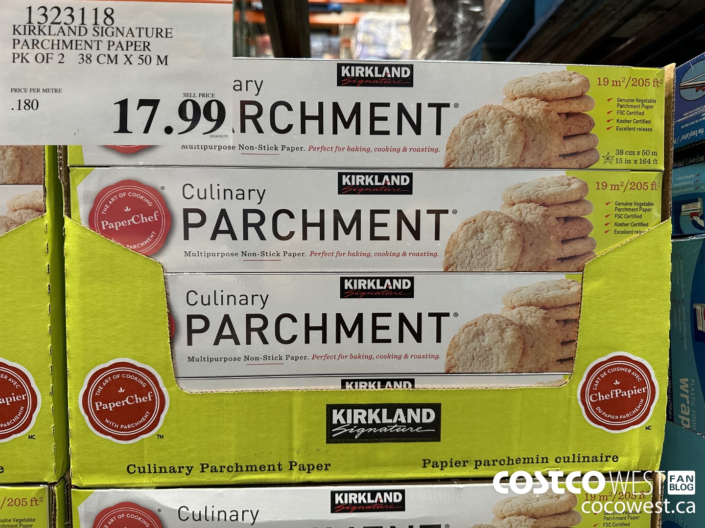 1323118 KIRKLAND SIGNATURE PARCHMENT PAPER PK OF 2 38cm X 50m $17.99