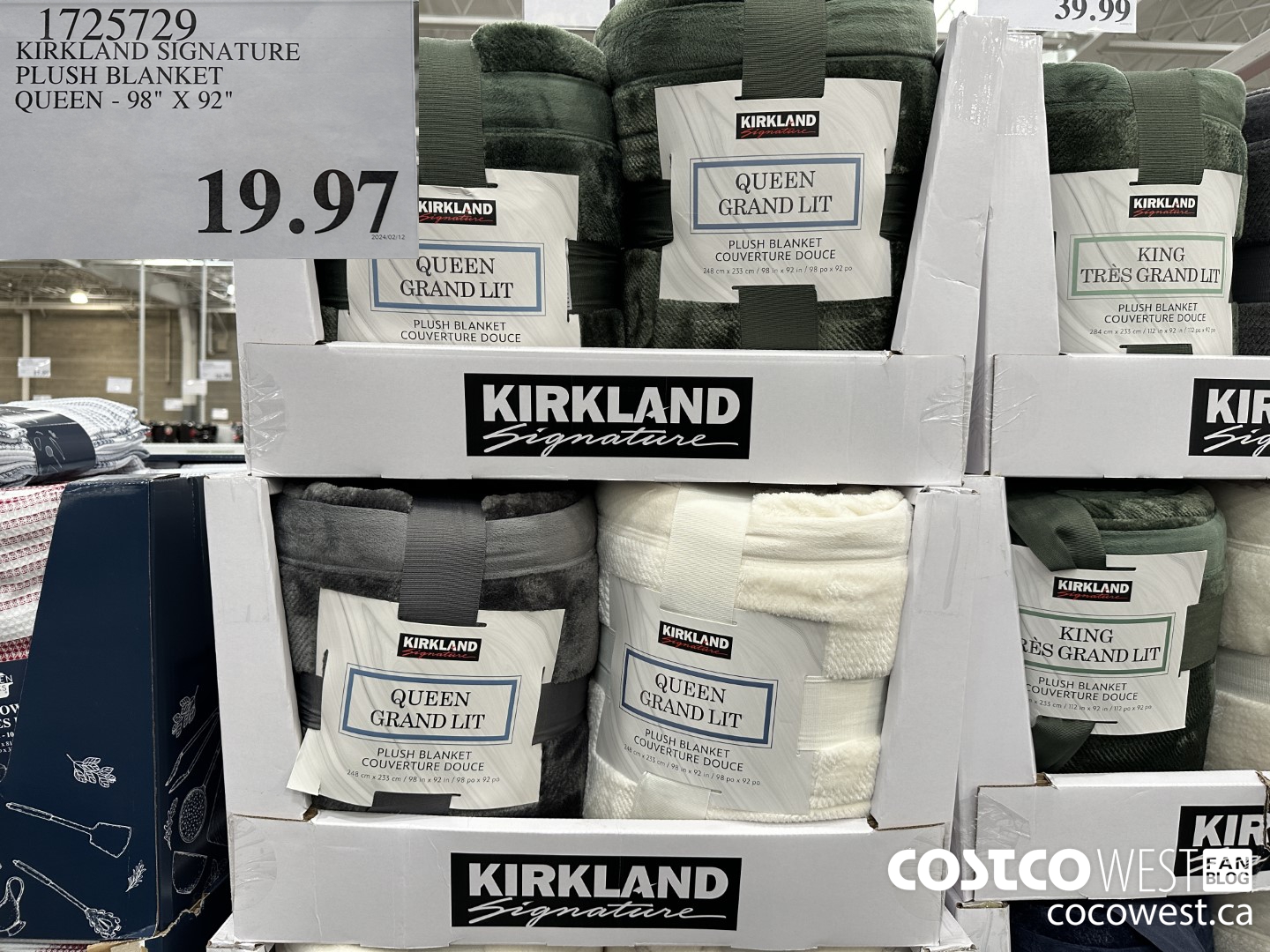 1725729 KIRKLAND SIGNATURE PLUSH BLANKET QUEEN 98