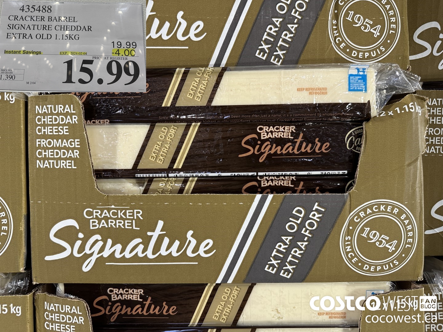 435488 KRAFT EXTRA OLD CHEDDAR 1.15 KG ($4.00 INSTANT SAVINGS EXPIRES ON 2024-02-04) $15.99